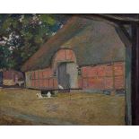 Illies, Otto (1881-1959) "Hühner vor Reetdachhaus", Öl/Leinwand, u.l. sign., Impressionistenleiste