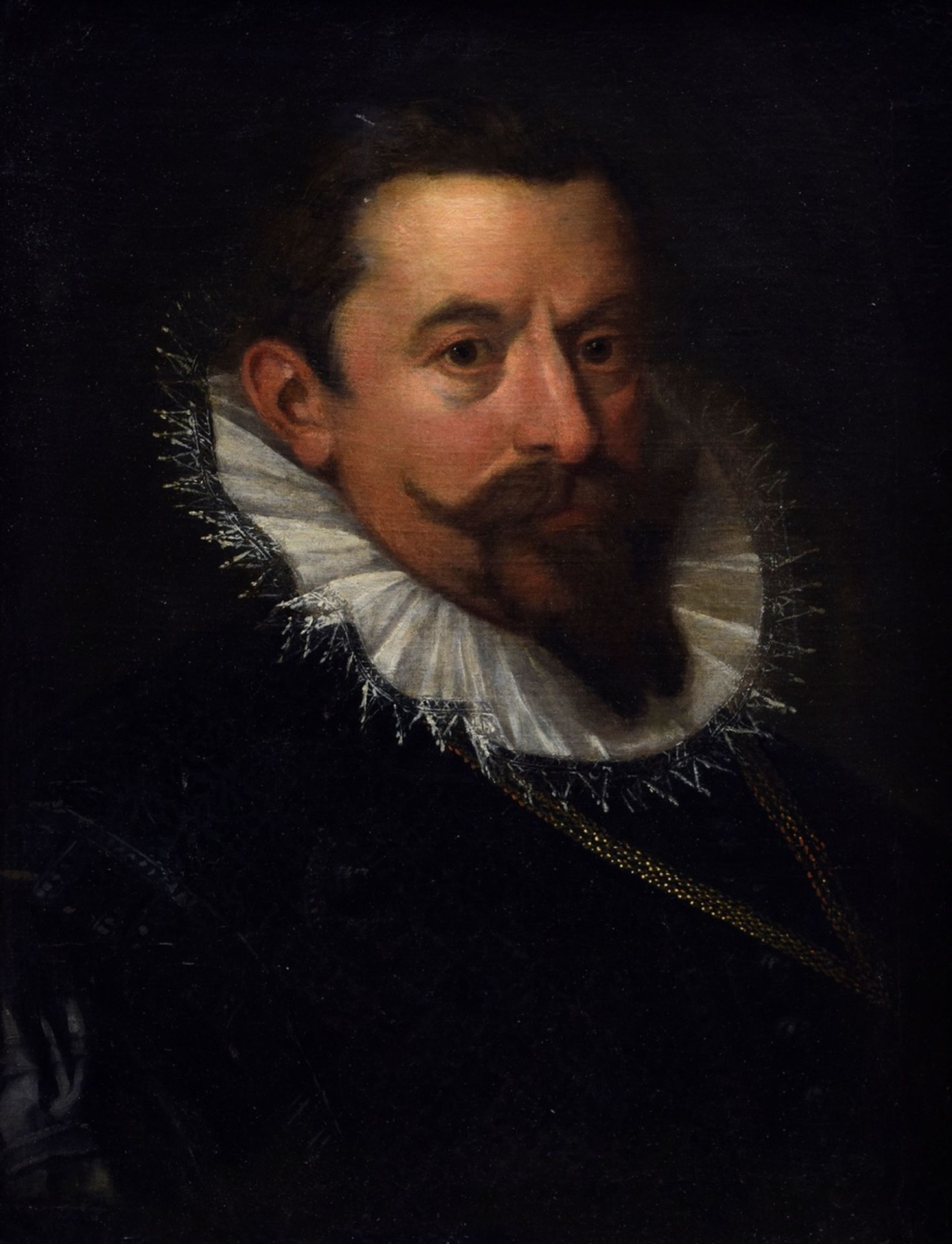 Unbekannter Portraitist d. 18.Jh. "Herr mit Halskrause", Öl/Leinwand doubliert, 61x46cm (m.R. 69,5x