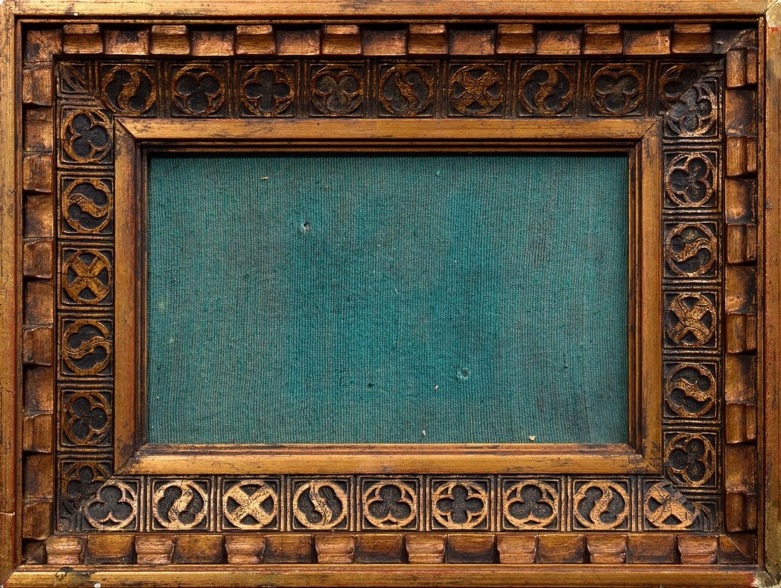 Wooden frame in Gothic style, FM 13,5x20,7cm, FM 22,5x30cm, signs of age and usage, former collecti