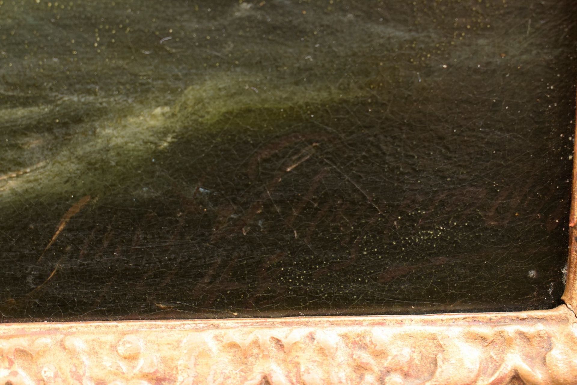 Marinemaler des 19.Jh. (Plagemann?) "Schiffe in rauer See vor Felsenküste" 1848, Öl/Leinwand auf Ho - Bild 5 aus 6