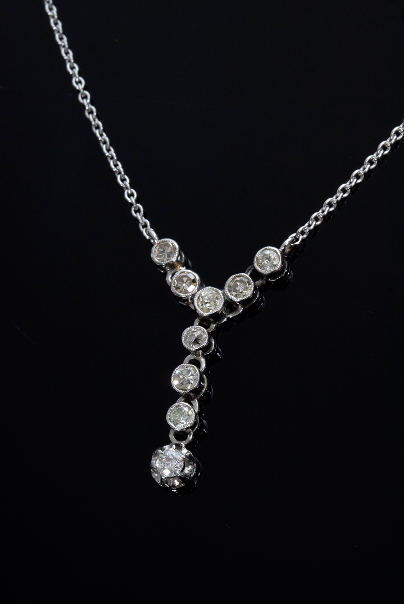 Delicate WG 585 necklace with octagonal, old and brilliant cut diamonds (together approx. 0.63ct/SI