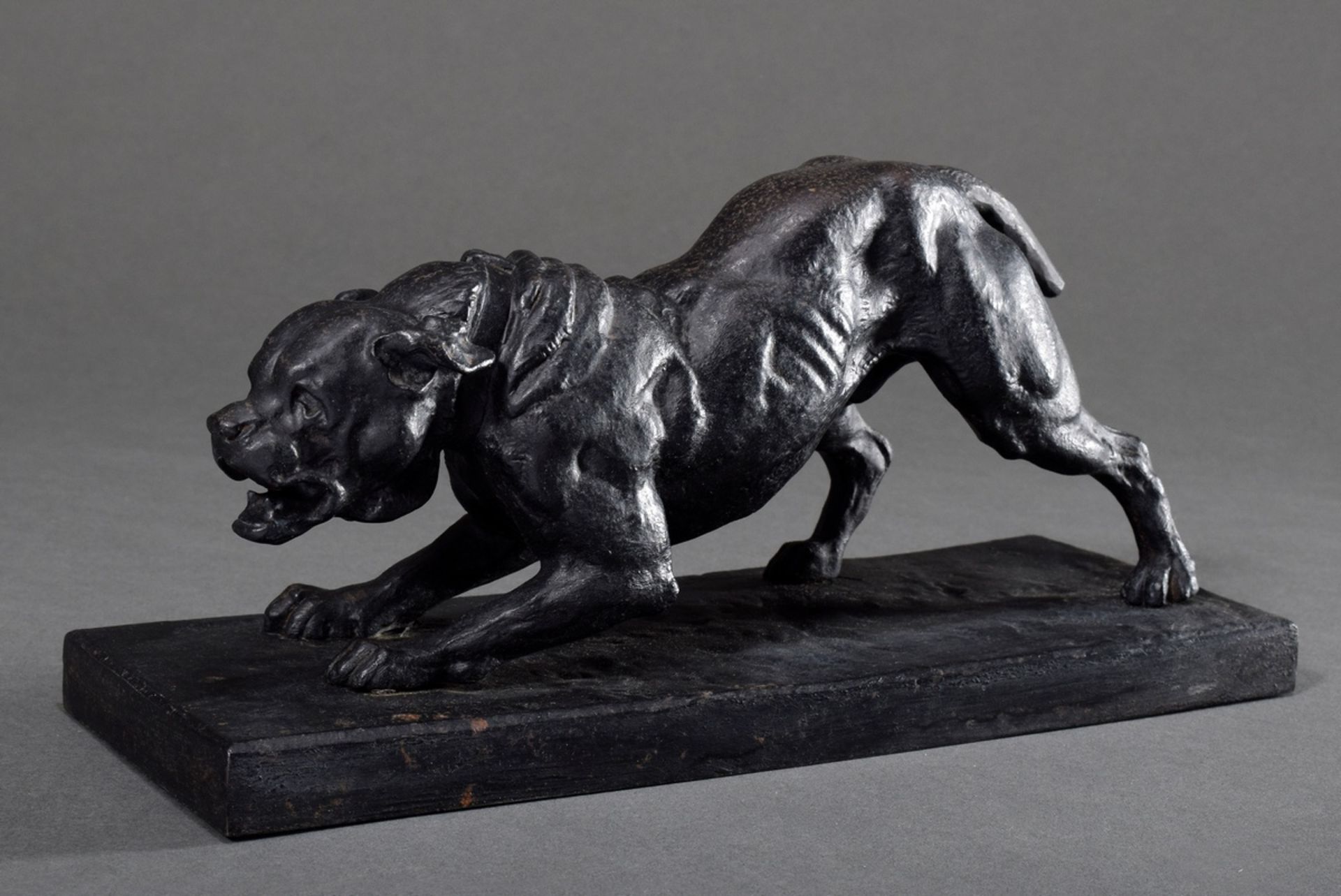 Demay, Germain (1819-1886) "Dogue de Bordeaux", iron casting, signed, 13,5x28,5x10,5cm, tail shorte