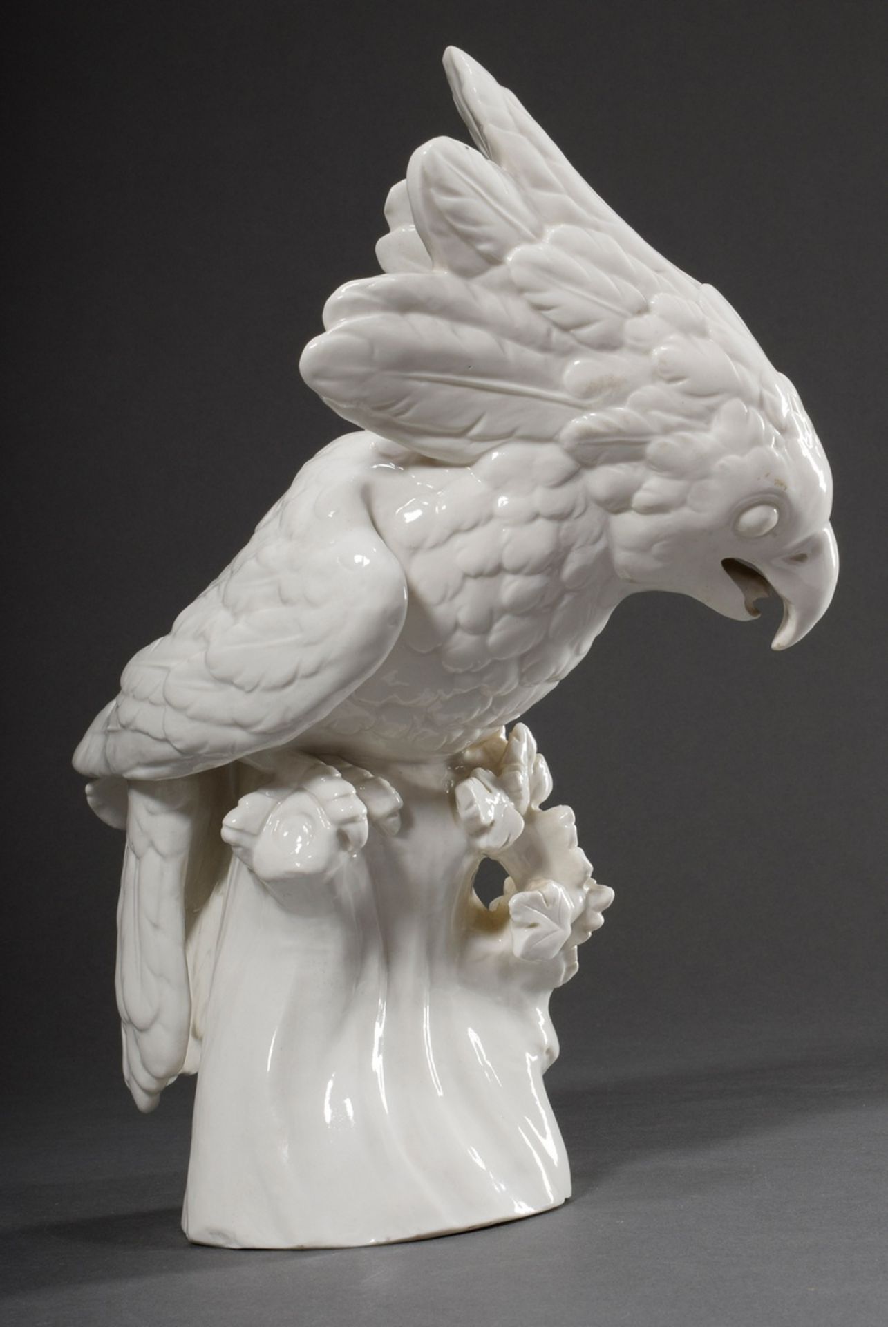 Nymphenburg "Cockatoo with closed wings", white porcelain, incised no. 448, bossier no. 3, diamond- - Image 2 of 7