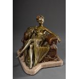 Unbekannter Künstler um 1920 "Laszive Dame auf Sessel", Bronze mit verschiedenen Patinierungen auf