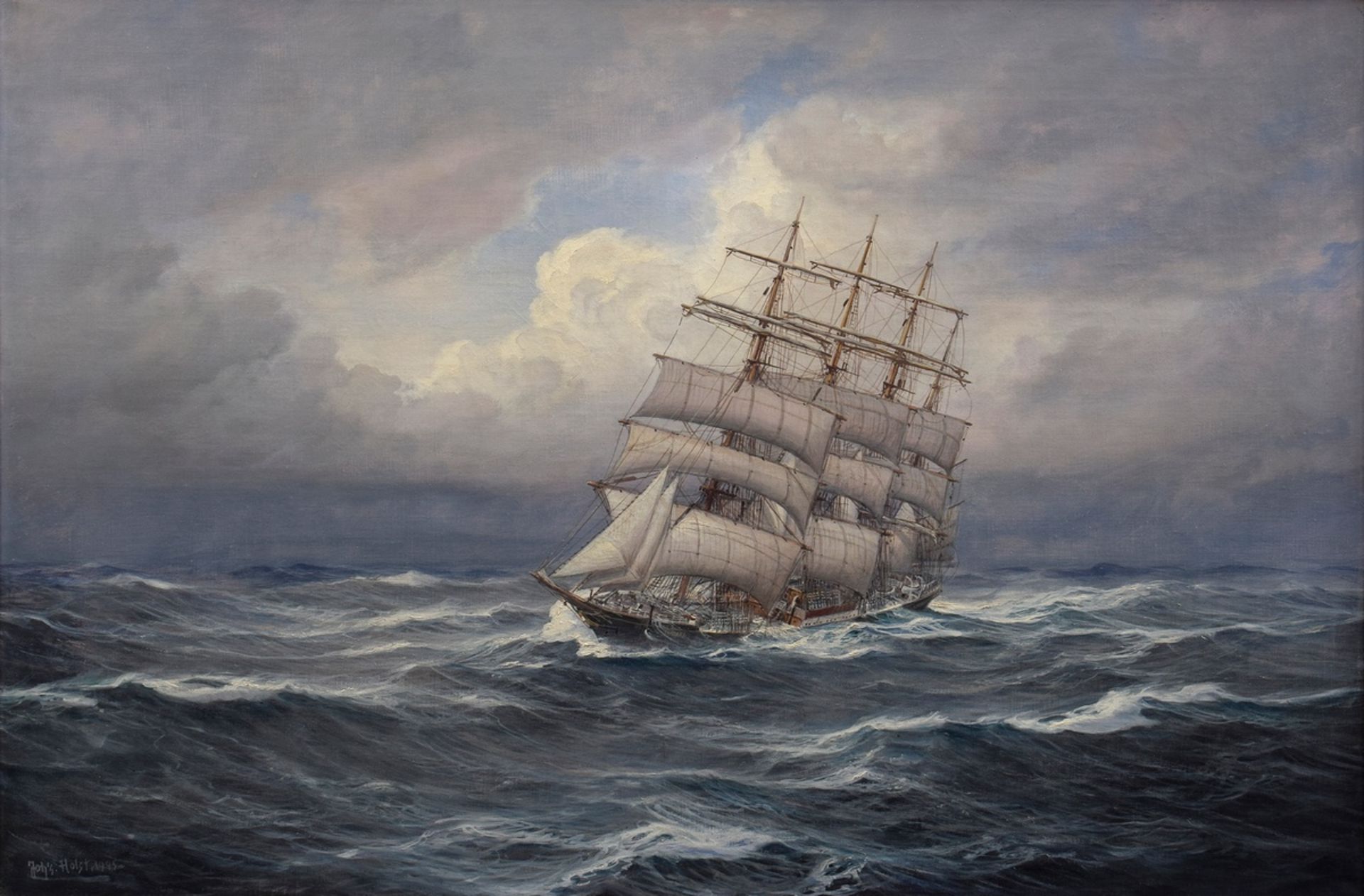 Holst, Johannes (1880-1965) " Four-Masted Barque Pangani" 1945, oil/canvas, b.l. sign./dat., verso 