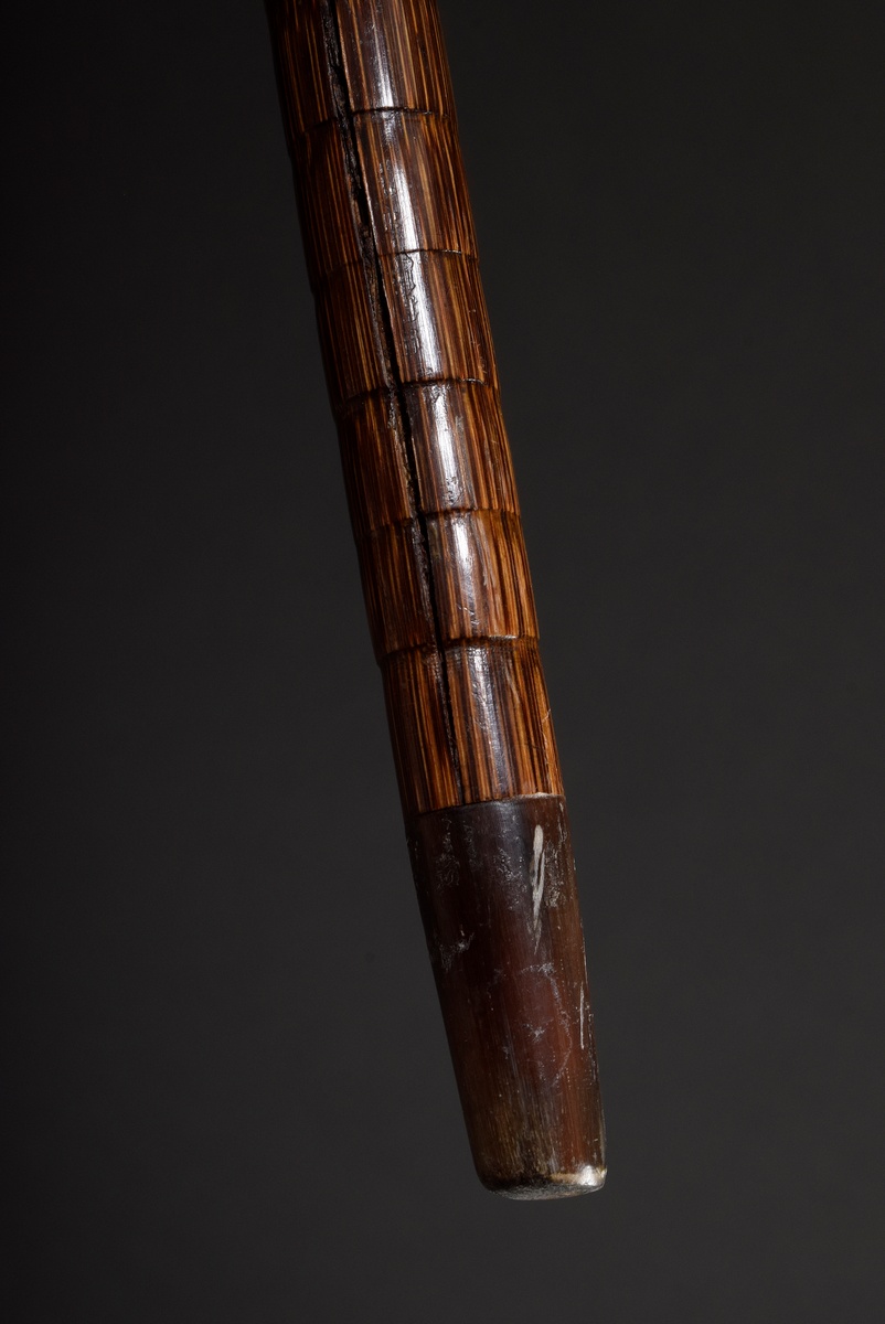 Functional stick with ivory ball knob and integrated compass, Austro-Hungarian silver cuff, bamboo - Image 4 of 7