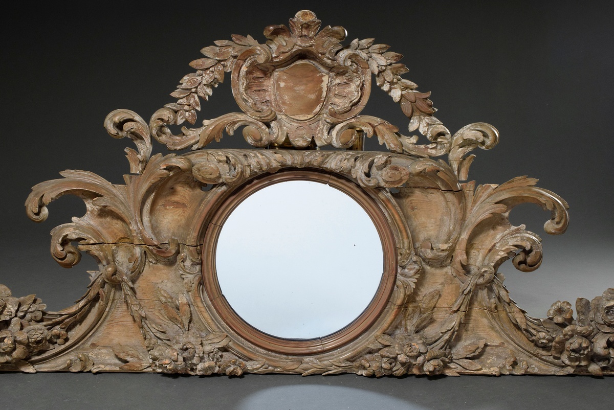 Large carved supraport with central tondo cut-out in floral framing, probably France, 2nd half 19th - Image 2 of 11