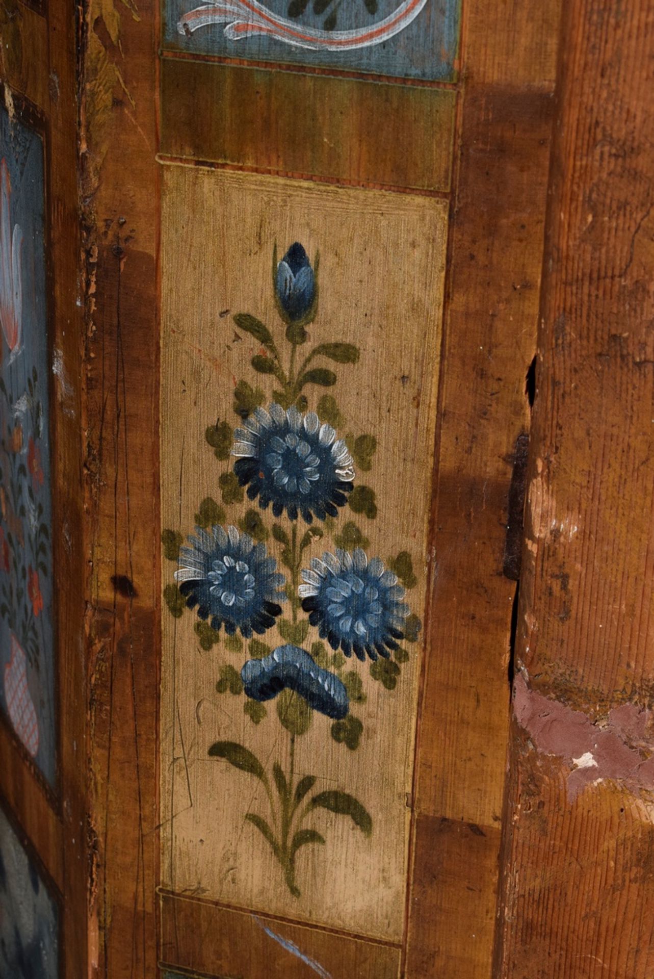 Small single-door Alpine peasant cabinet with floral painting, dated 1809, softwood, 176x91x65cm - Image 3 of 11