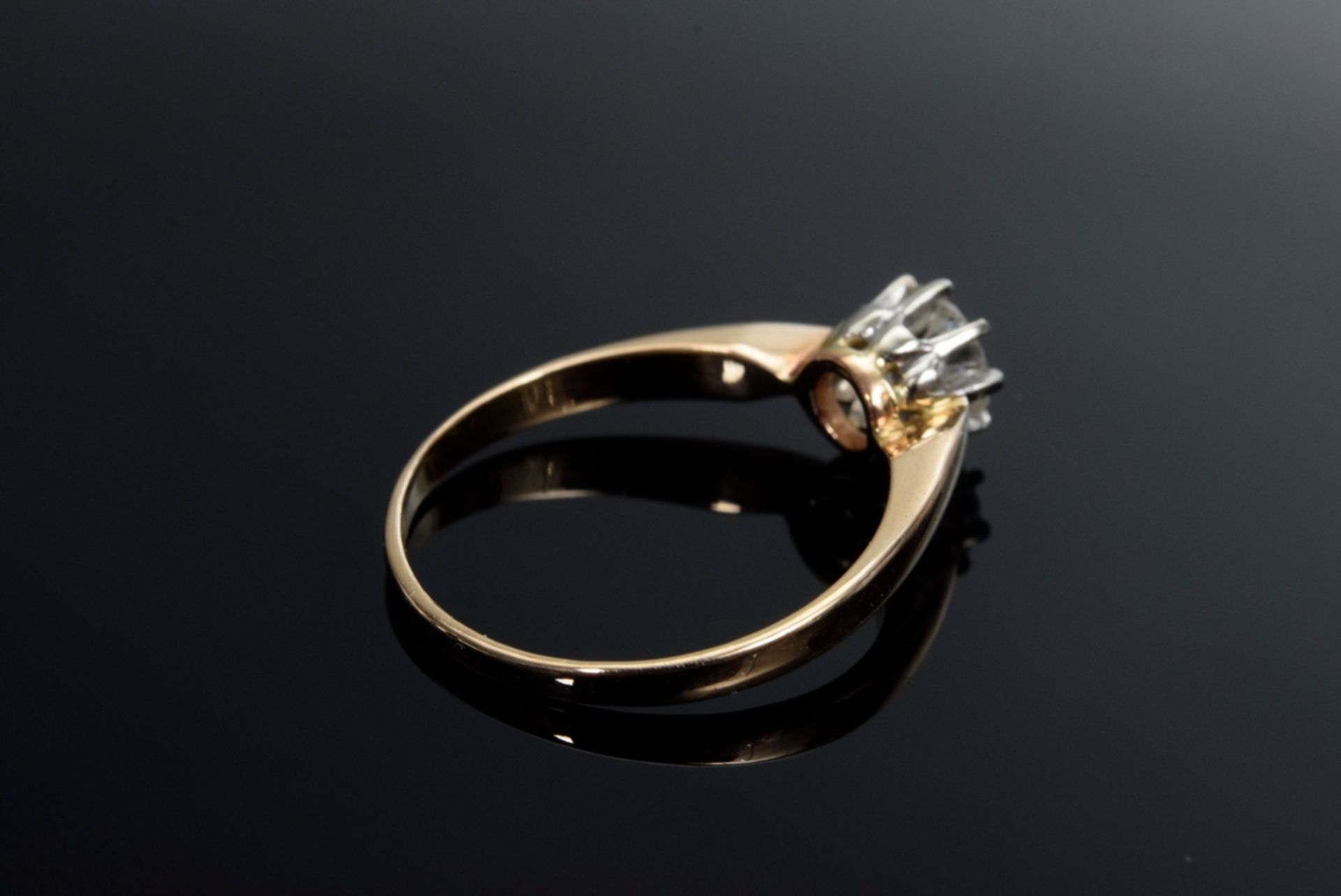 Yellow gold 585 pre-ring with old cut diamond (ca. 0.60ct/P2/TCR, strong damages), 1,9g, size 53,5 - Image 3 of 3