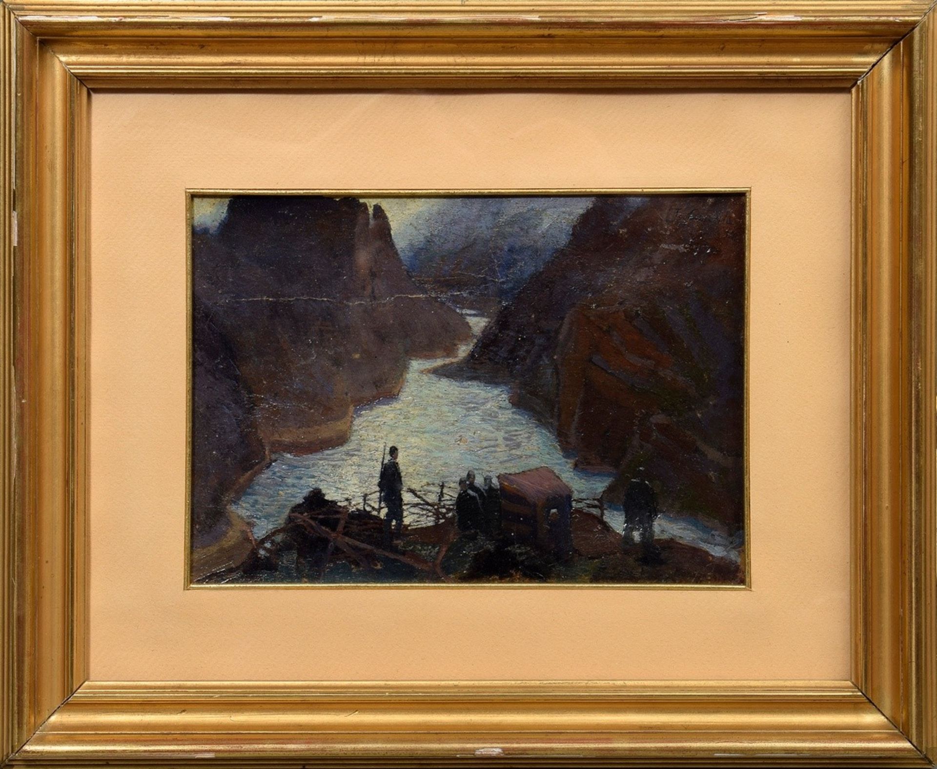Cascella, Tommaso (1890-1968) "Nächtliche Szene am Bergsee" 1916/17, Öl/Pappe, o.r. sign./dat., u.r - Bild 2 aus 4