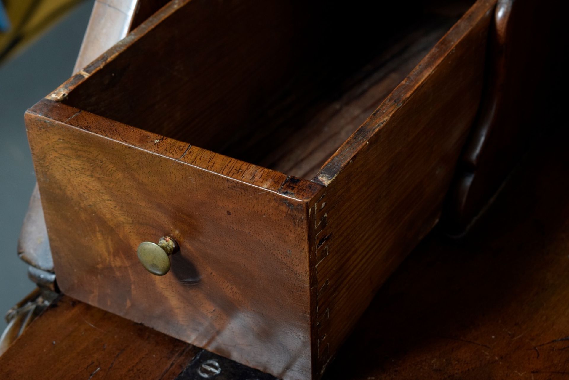 Narrow Baroque secretary à deux corps, with display case top and sprung pediment over sloping writi - Image 6 of 13