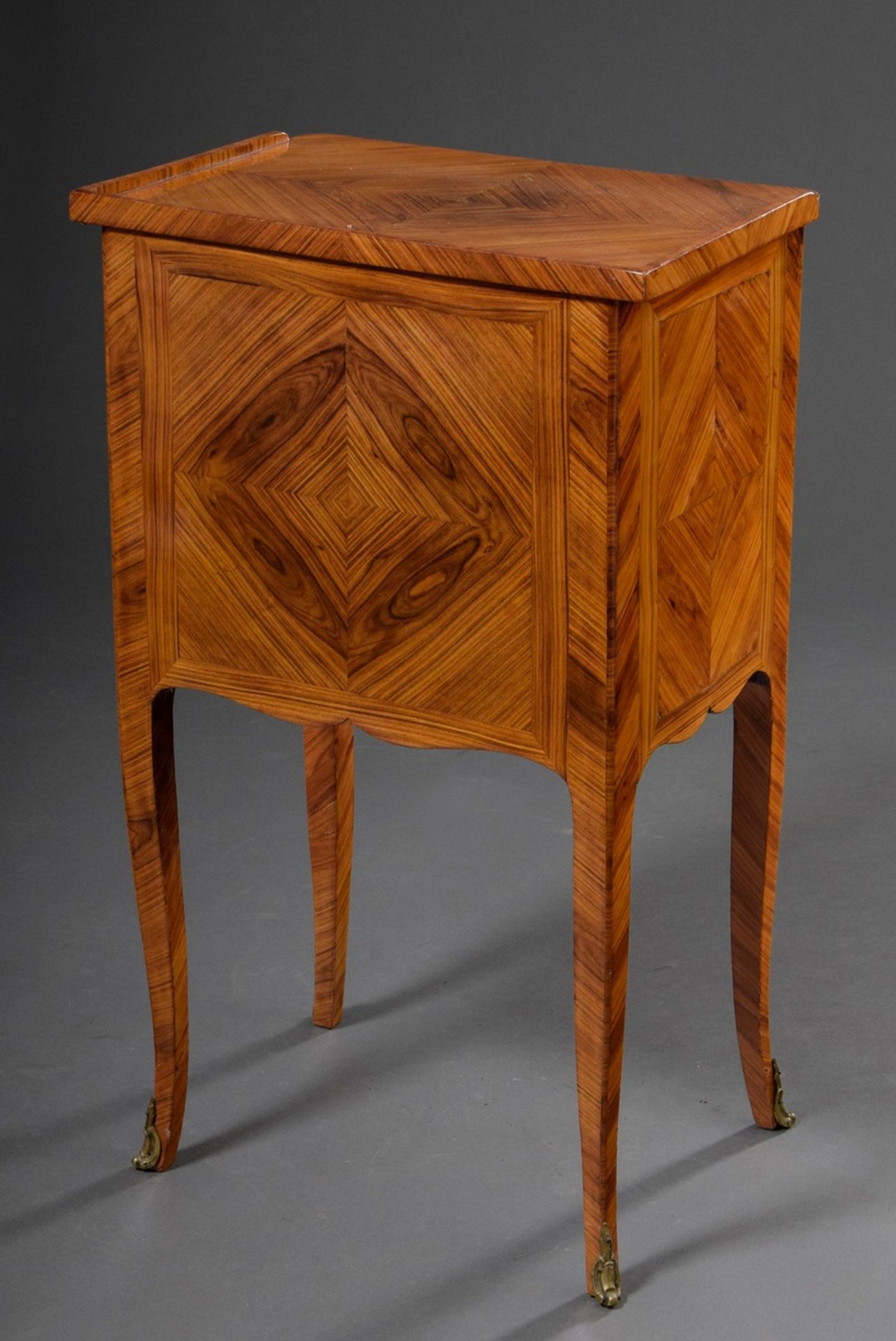 Louis XVI "Table Tricoteuse" with drawer in the frame and roll-up door, geometric rosewood marquetr - Image 7 of 7