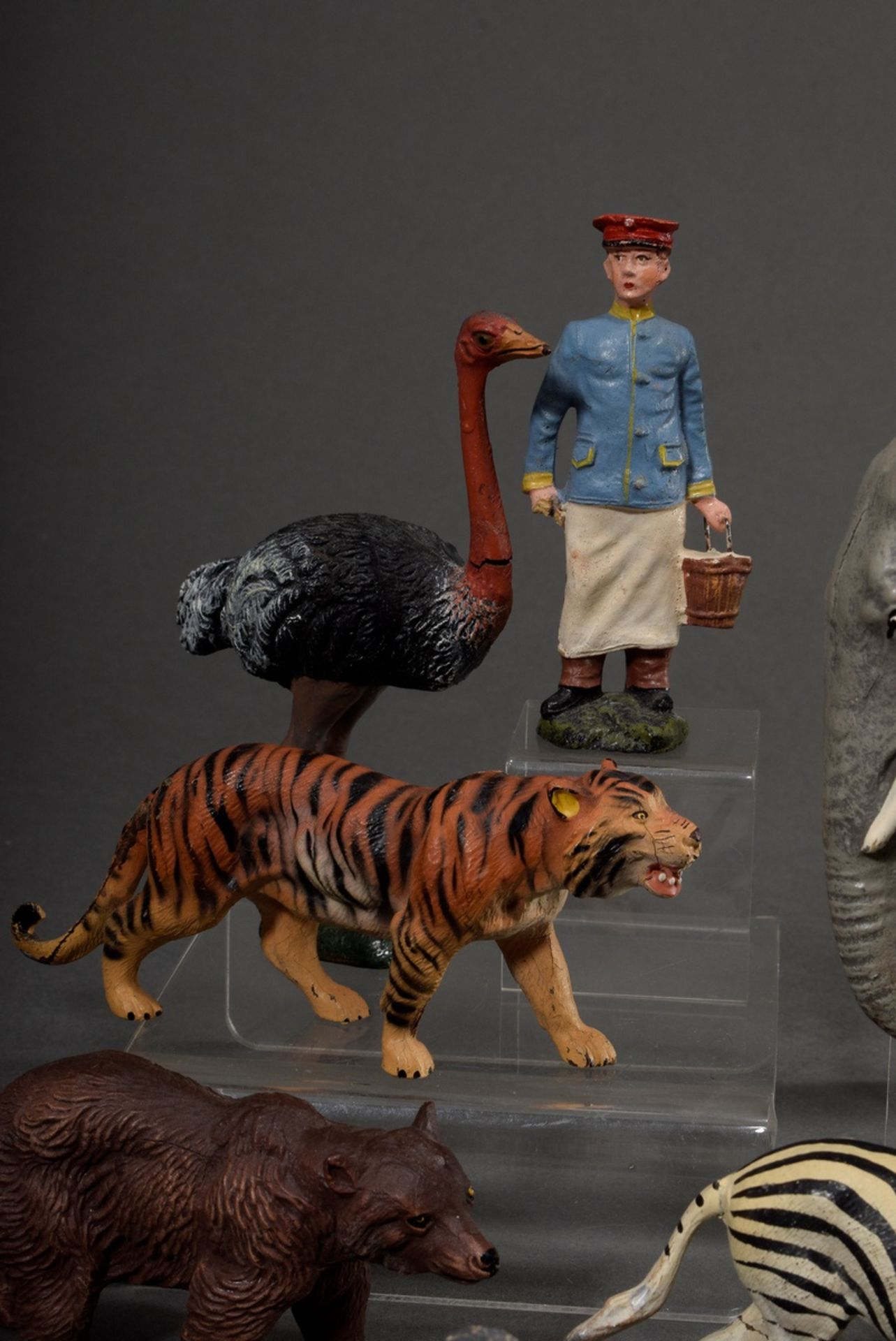 22 Various elastolin and mass figures "zoo animals and keepers", colourfully painted, in addition w - Image 6 of 19