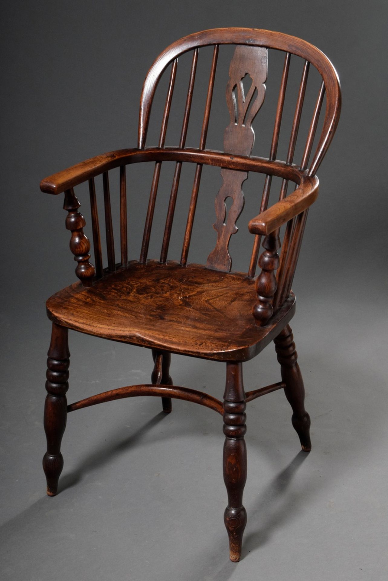 2 Various Windsor Chairs, stained elm, h. approx. 44/95 and 102, signs of age and use - Image 2 of 6