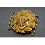 Gürtelschließe der Kaiserliche Marine, Bronze vergoldet, Ø 5,3cm, etw. berieben, leichte Tragespure