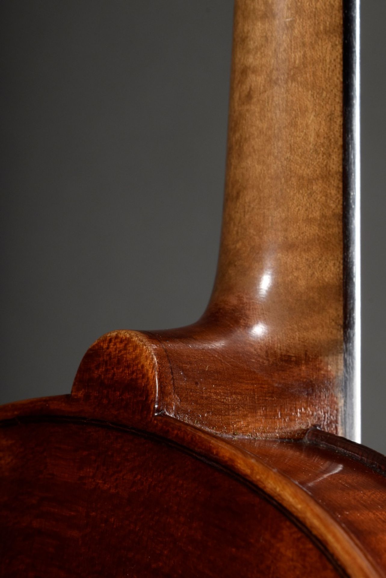 Geige, wohl Heinrich Moritz Schuster, Markneukirchen 1. Hälfte 20. Jhd., mit Koffer und (defektem)  - Bild 14 aus 19