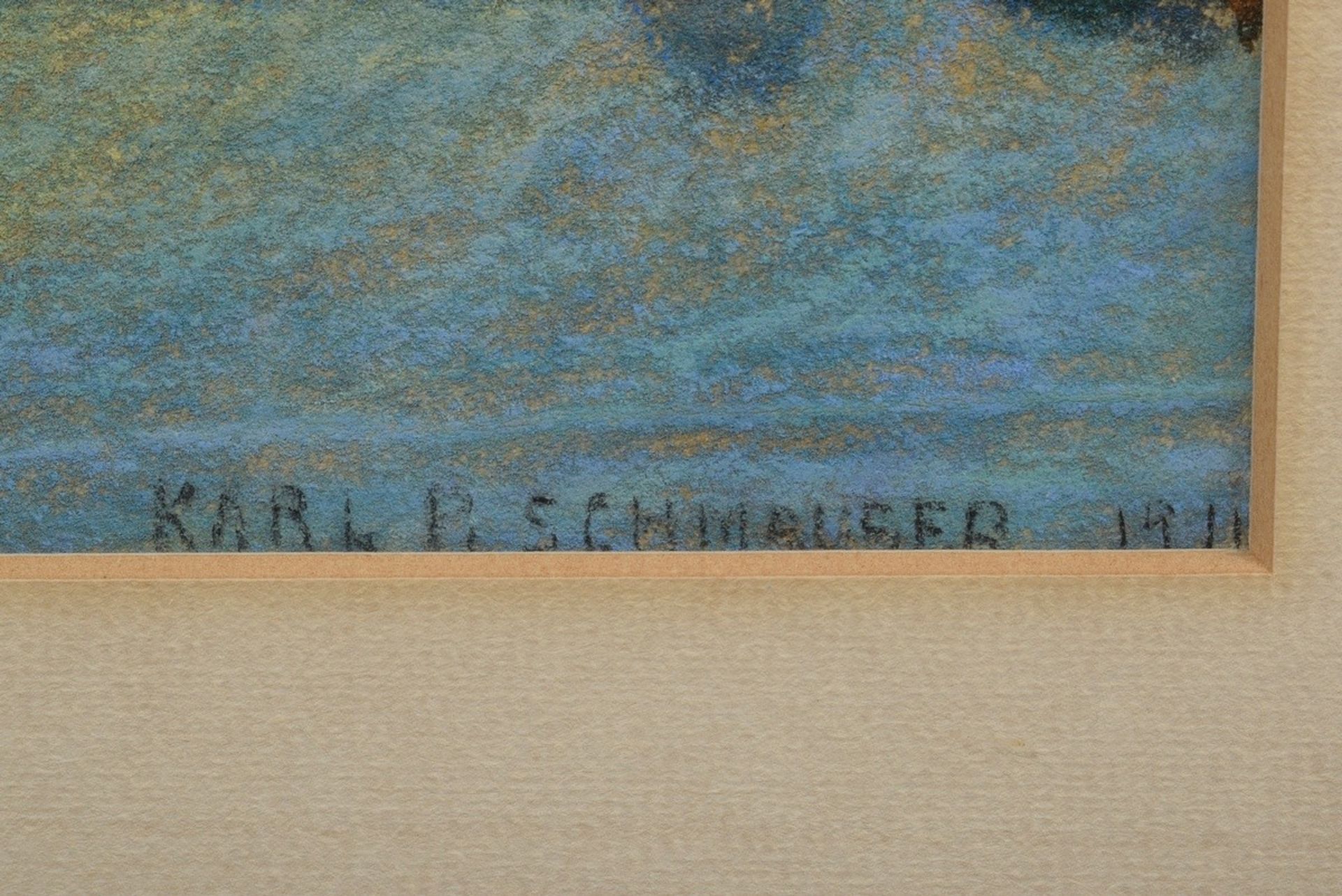Schmauser, Karl P. (1883-?) "Uhlenhorster Ferry House at Sunrise" 1911, pastel/paper, b.r. sign./da - Image 3 of 4