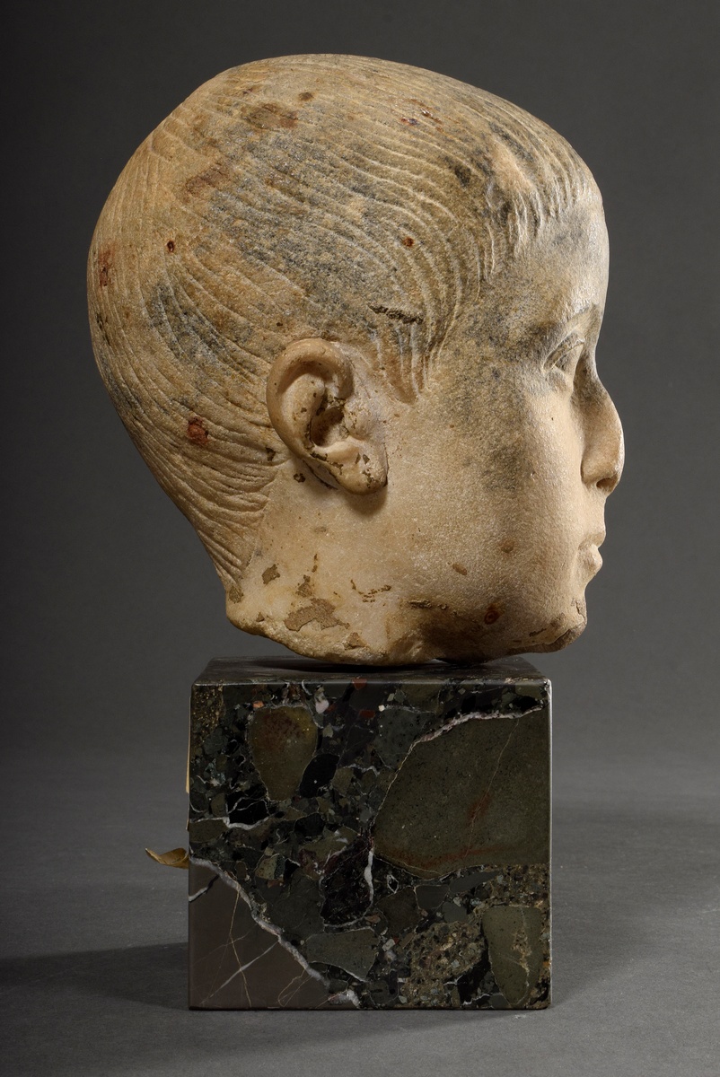 Roman "boy's head", probably a prince of the Juliae family with the characteristic fringed hairstyl - Image 3 of 9