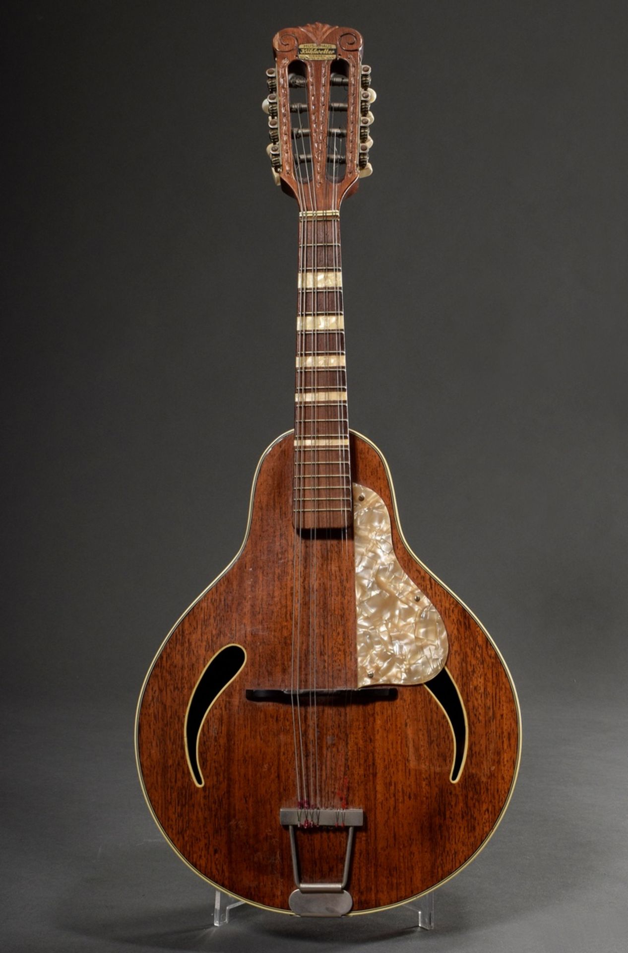 Mandoline Höfner "Cats Eye", Model 545, Mahagoni-Ausführung, Deutschland um 1970, L. 66cm, B. 26,5c - Bild 2 aus 9