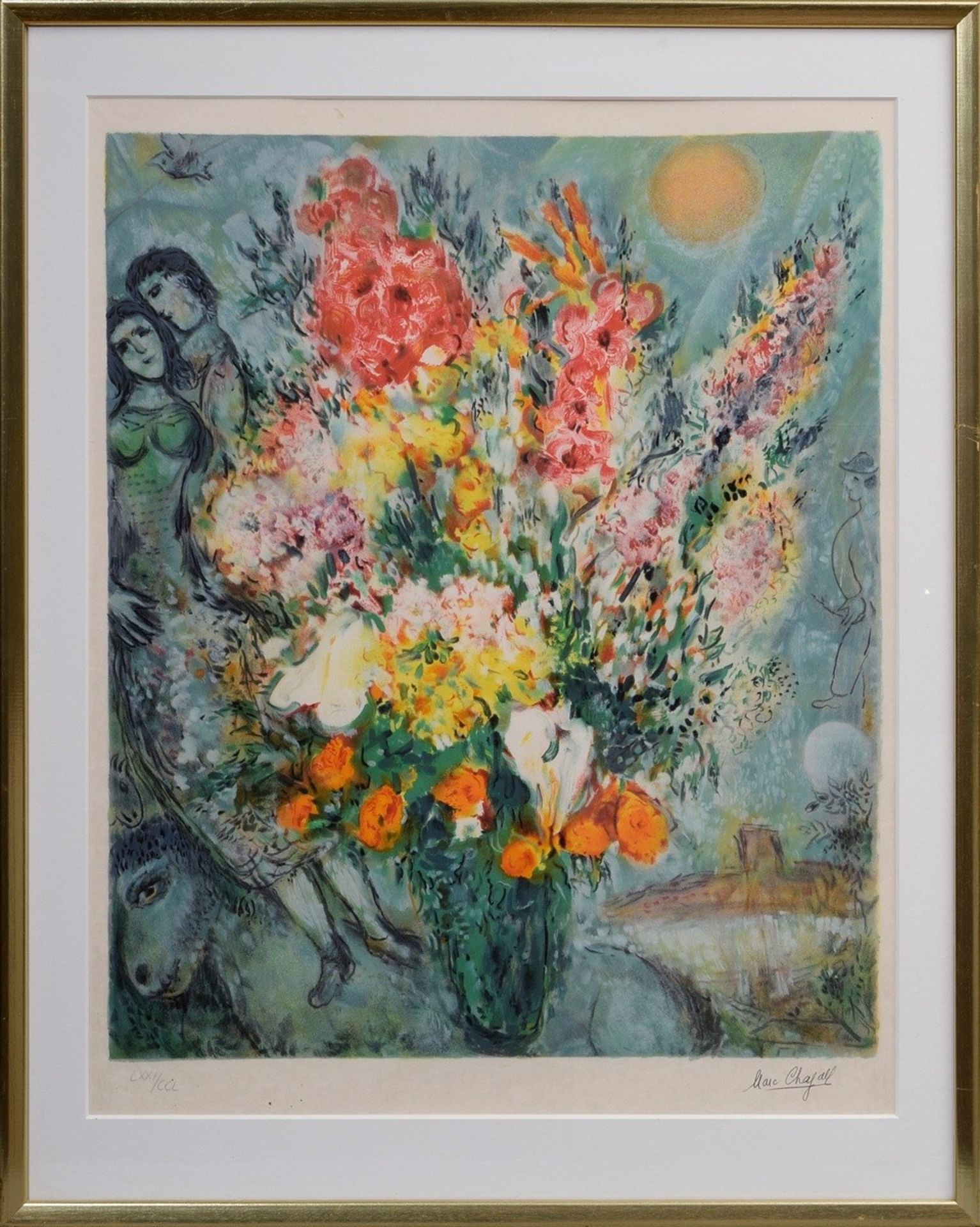 Chagall, Marc (1887-1985) "Bouquet de Fleurs" 1983, color lithograph, LXXI/CCL, num./stampsign. on  - Image 2 of 7