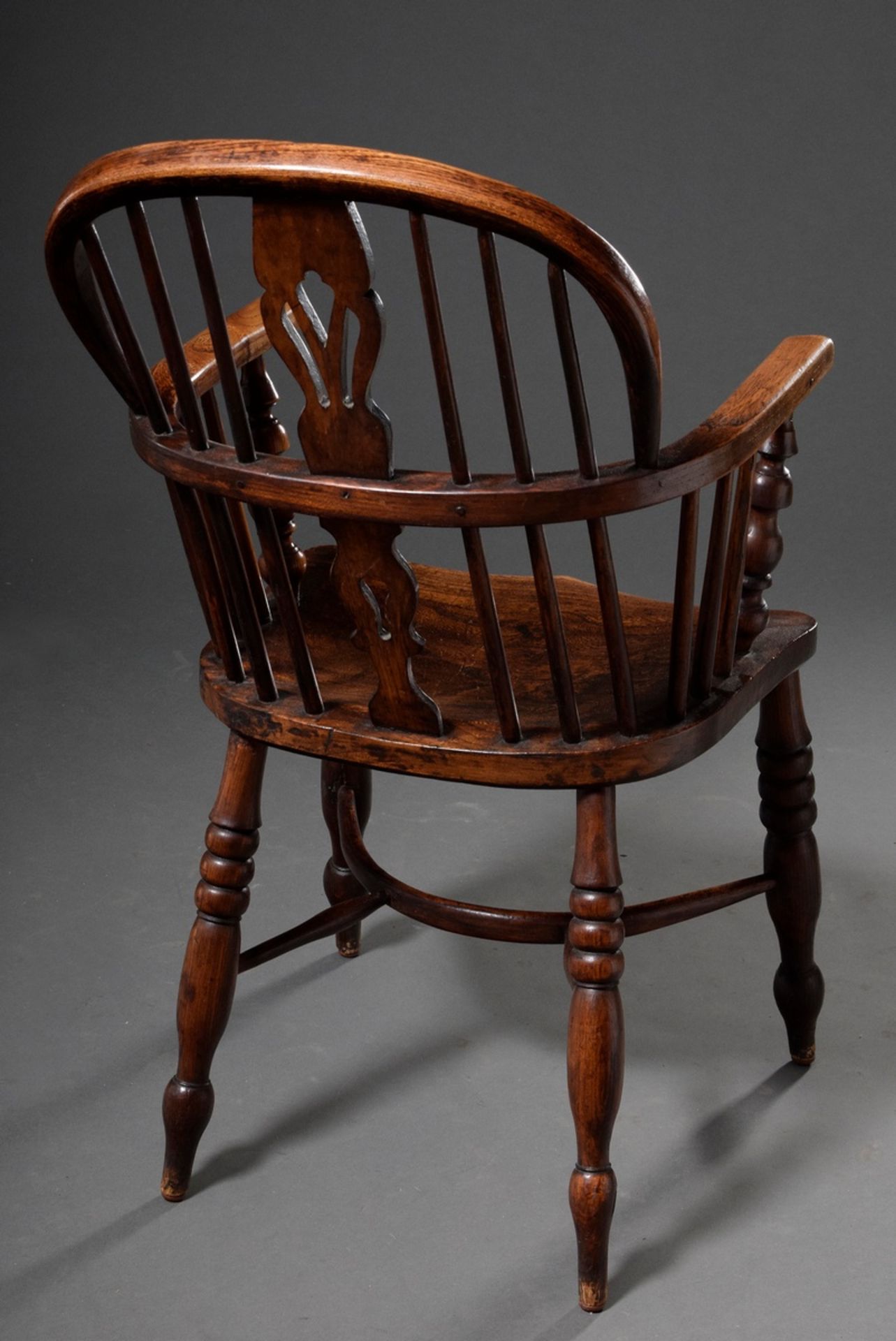 2 Various Windsor Chairs, stained elm, h. approx. 44/95 and 102, signs of age and use - Image 3 of 6