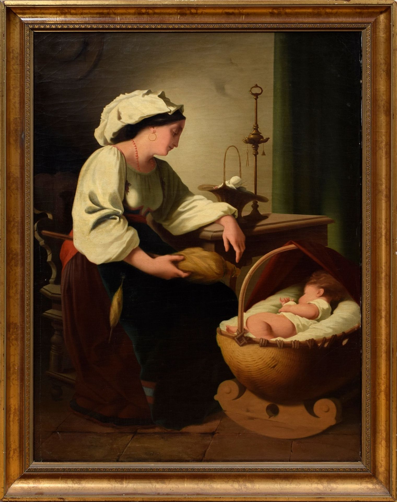 Schlesinger, Adolf (1817-1870) "Mutter mit Kind" 1869, Öl/Leinwand, u.l. sign./dat., 99x74,5cm (m.R - Bild 2 aus 9