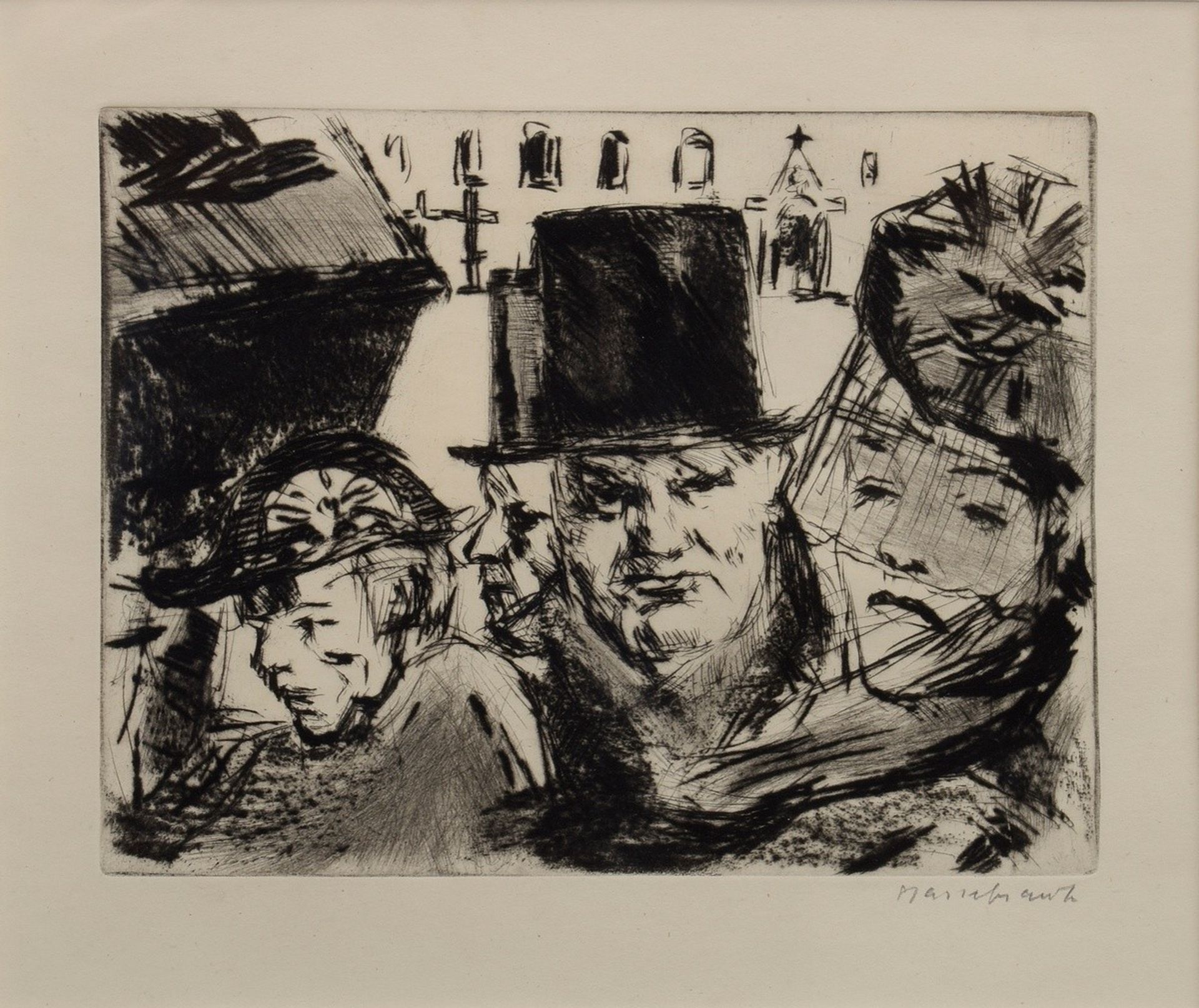 Hassebrauck, Ernst (1905-1974) "Funeral" 1947, etching, signed lower right, Berlin frame (small def