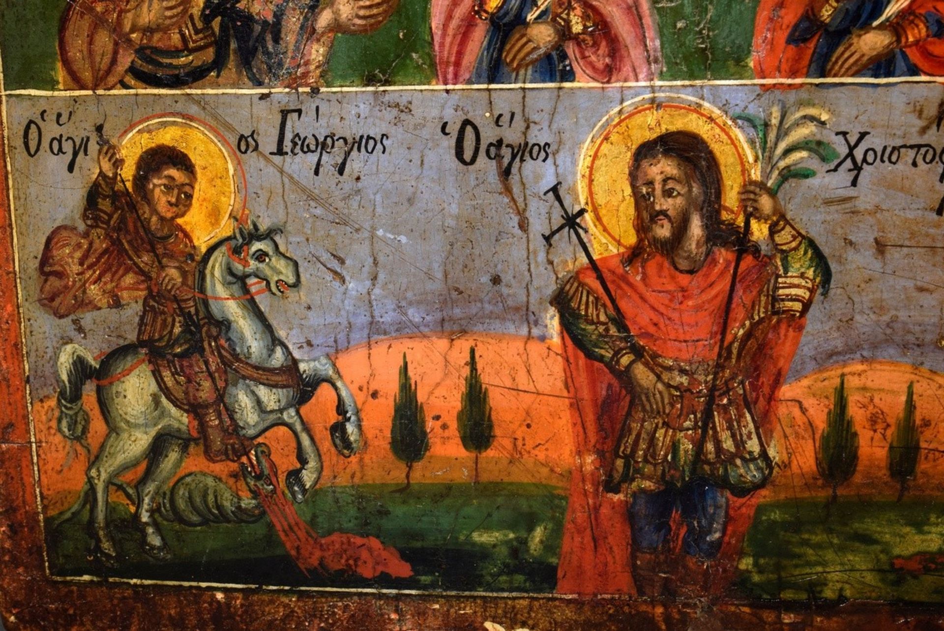 Griechische Ikone "Erweiterte Deesis" (Christus als Weltenherrscher mit Maria und Johannes sowie we - Bild 4 aus 10