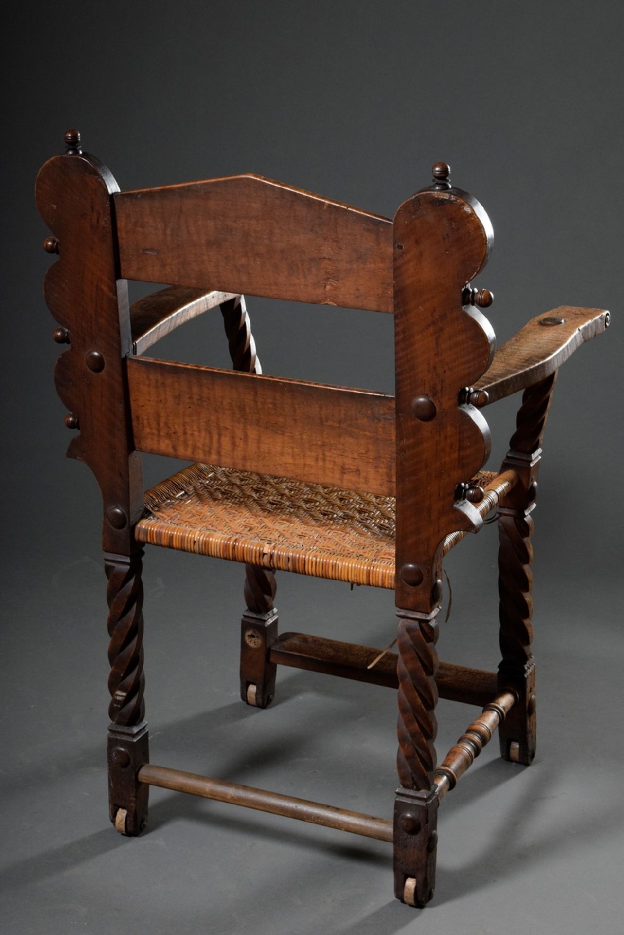 Pair of museum armchairs with finely carved decorations in the backrest, spirally twisted legs and  - Image 7 of 14