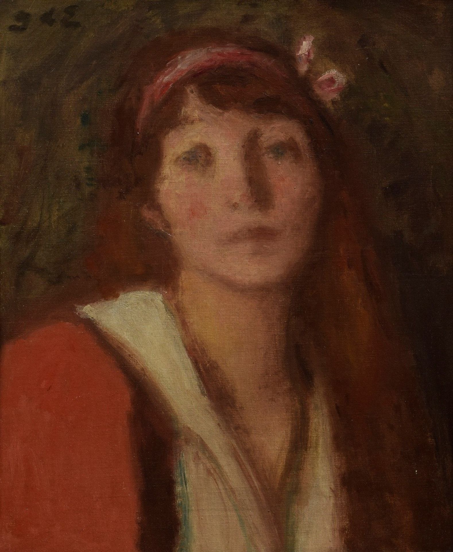 D'Espagnat, Georges (1870-1950) "Frauenportrait", Öl/Leinwand, doubliert, o.l. monogr., verso frz. 