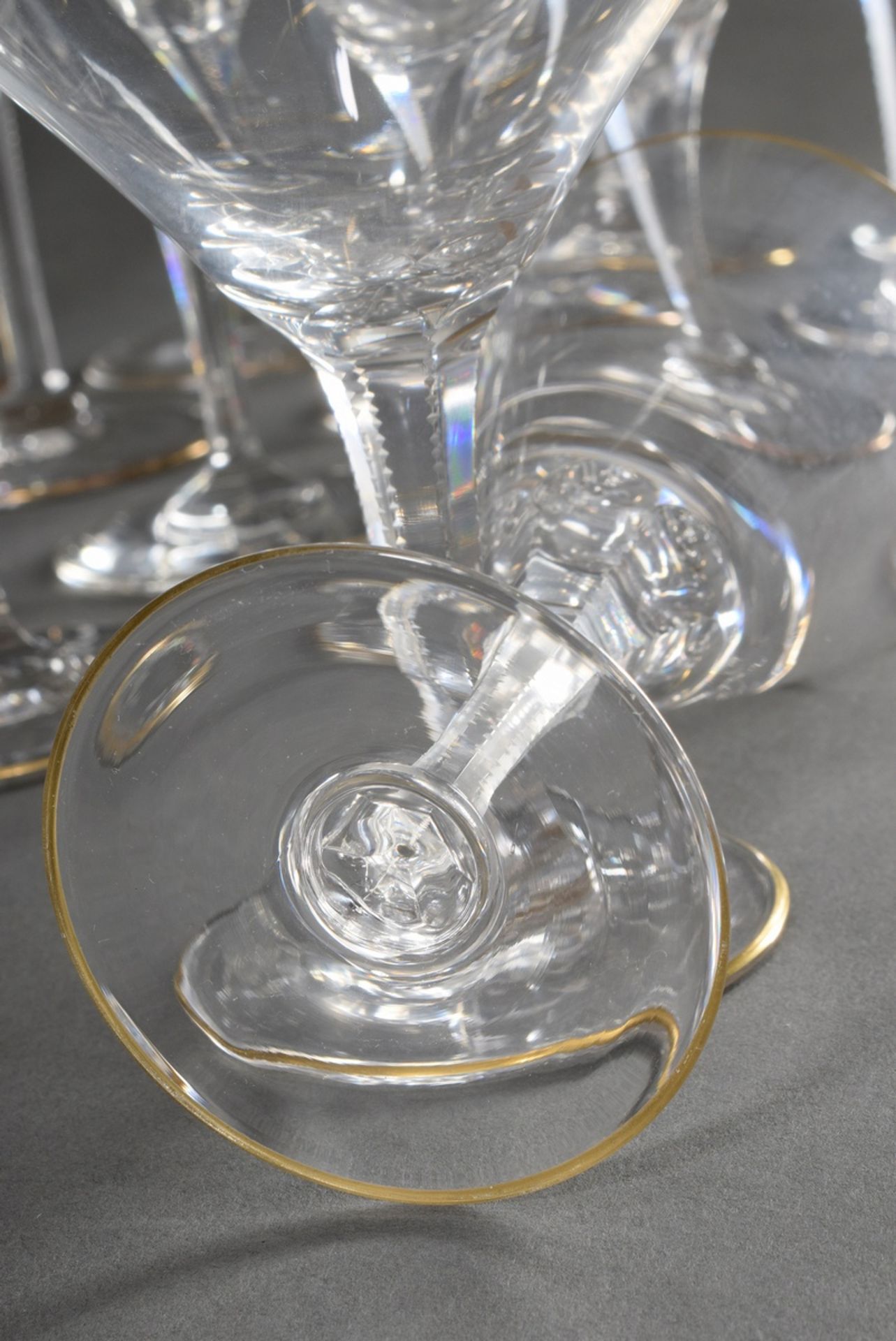 41 pieces drinking set with faceted stem, pointed goblet form, notched cut and delicate gold rim, c - Image 3 of 4