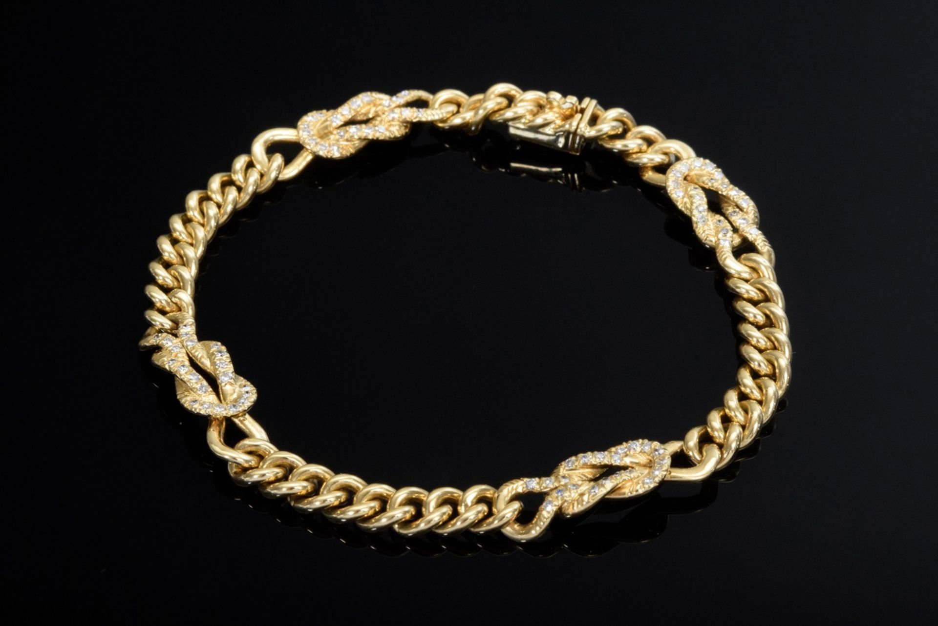 Elegant yellow gold 750 round bracelet with octagonal diamonds (together approx. 1.20ct/SI/W) set i