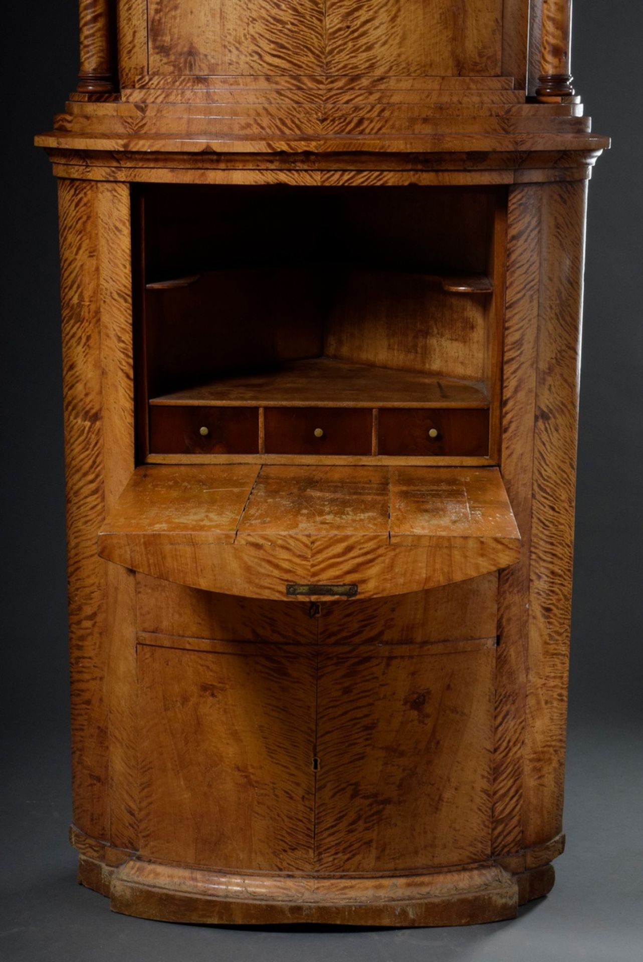 Imposing Empire corner writing cabinet with semi-circular front and lateral full columns in the top - Image 8 of 14