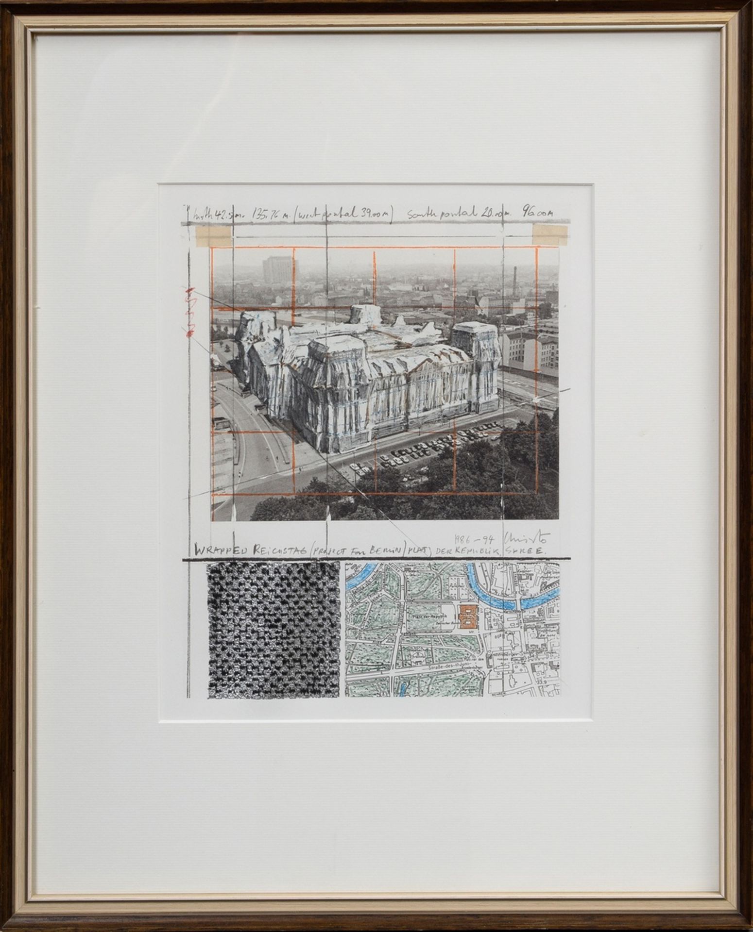 Christo (1935-2020) "Wrapped Reichstag", colour offset lithograph/collage, signed in print, PM 28x2 - Image 2 of 2