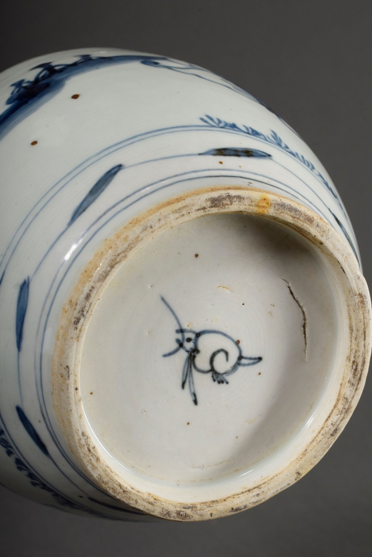 Small Chinese porcelain ginger pot with blue painting decor "Historical figures in landscape", at t - Image 3 of 4