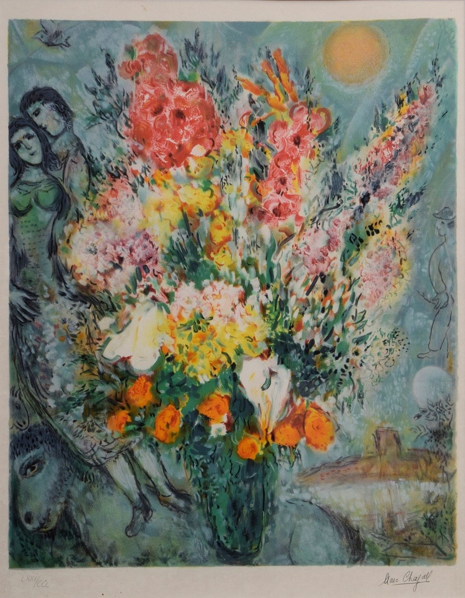 Chagall, Marc (1887-1985) "Bouquet de Fleurs" 1983, color lithograph, LXXI/CCL, num./stampsign. on 