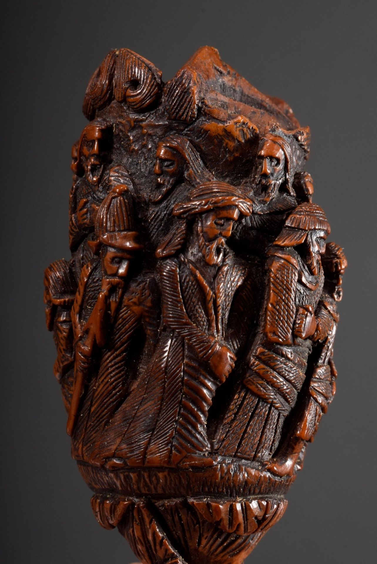 2 Various carved wooden and corozo nut snuffboxes "Clergyman" and "Scene from the Passion of Christ - Image 5 of 11