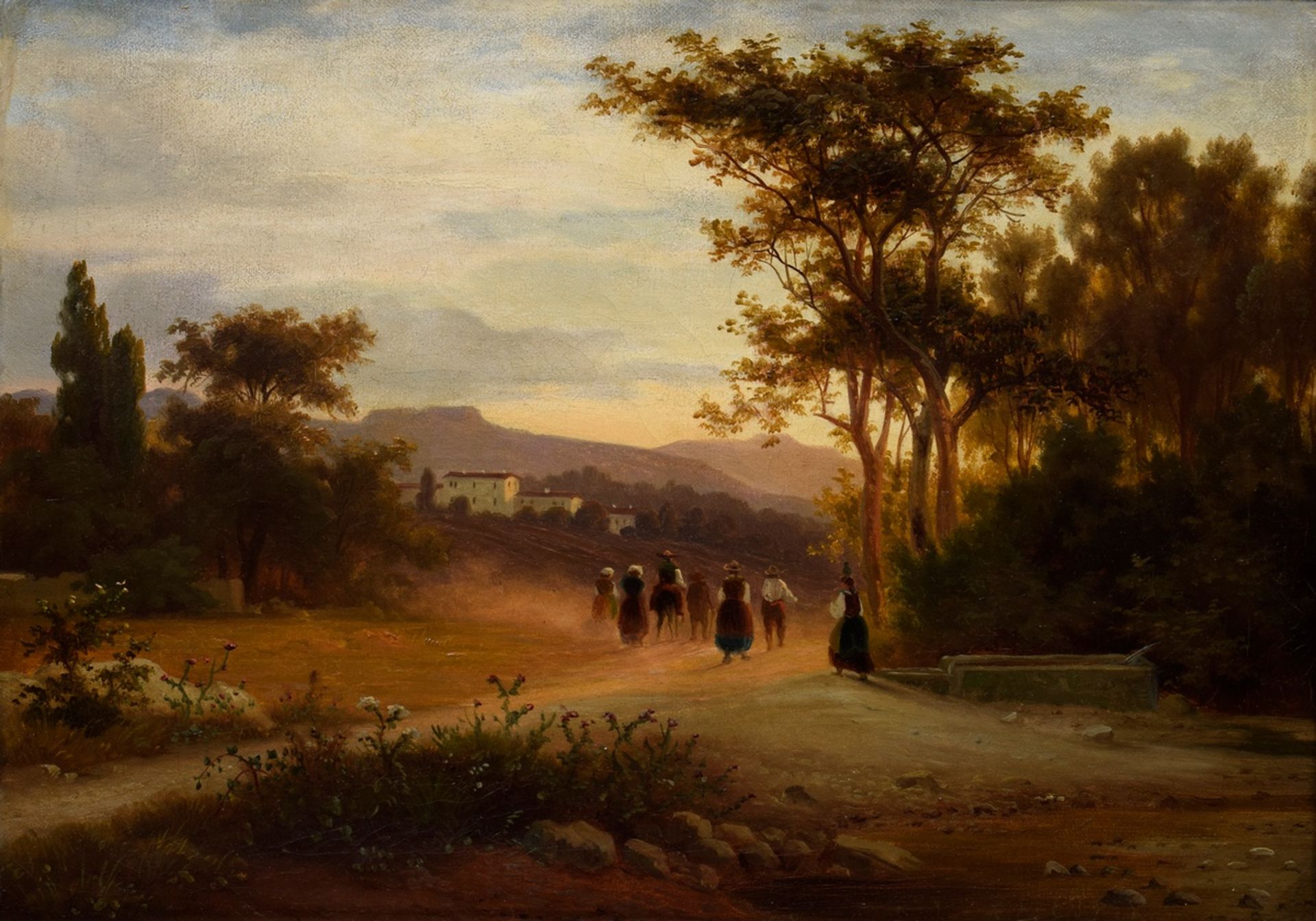 2 landscape views of an unknown artist of the 19th c. "Homecoming from the field" and "Path by the  - Image 8 of 9