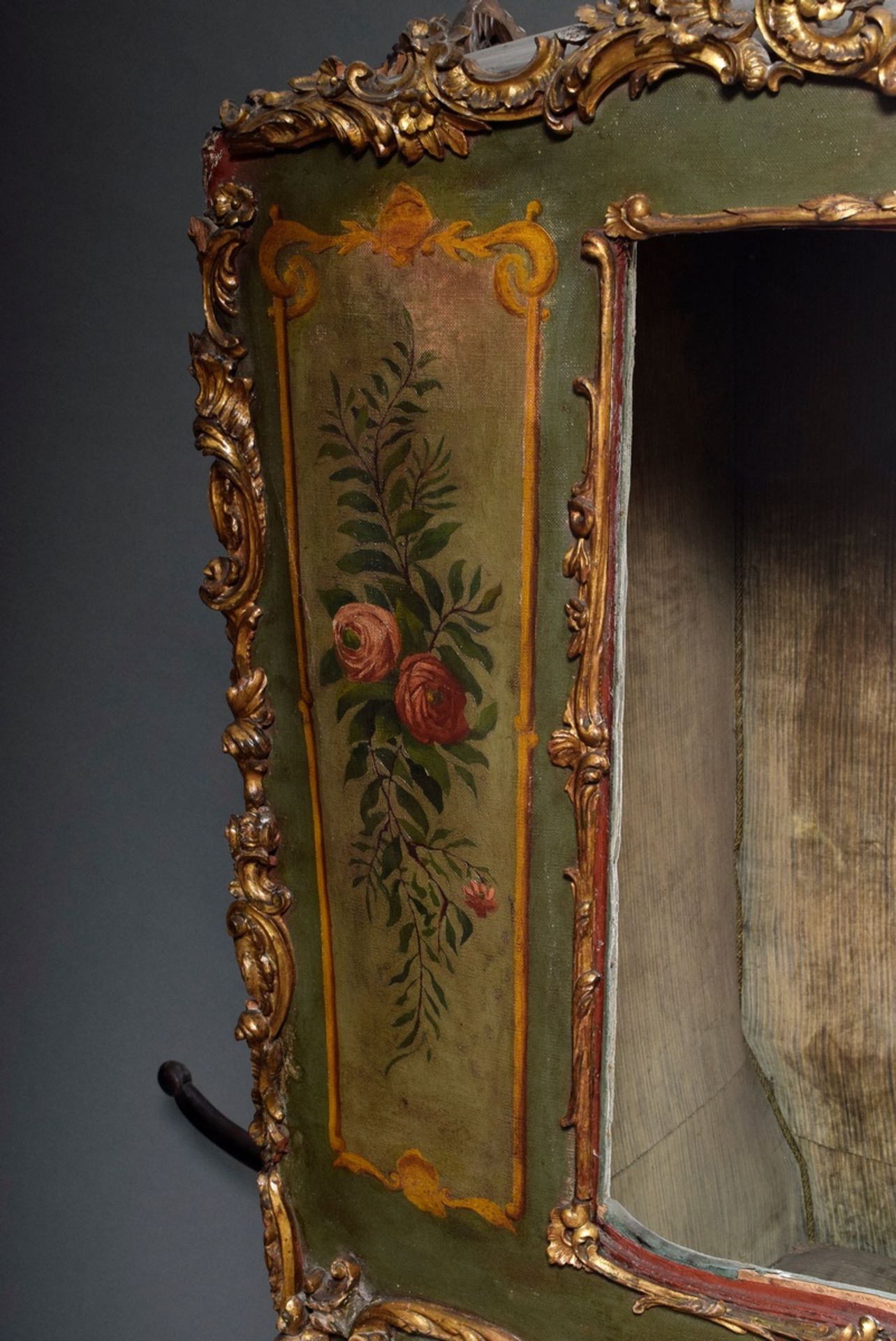 Rococo-style sedan chair with painted canvas covering "Putten-Allegorien" and carved rocaille mould - Image 13 of 15