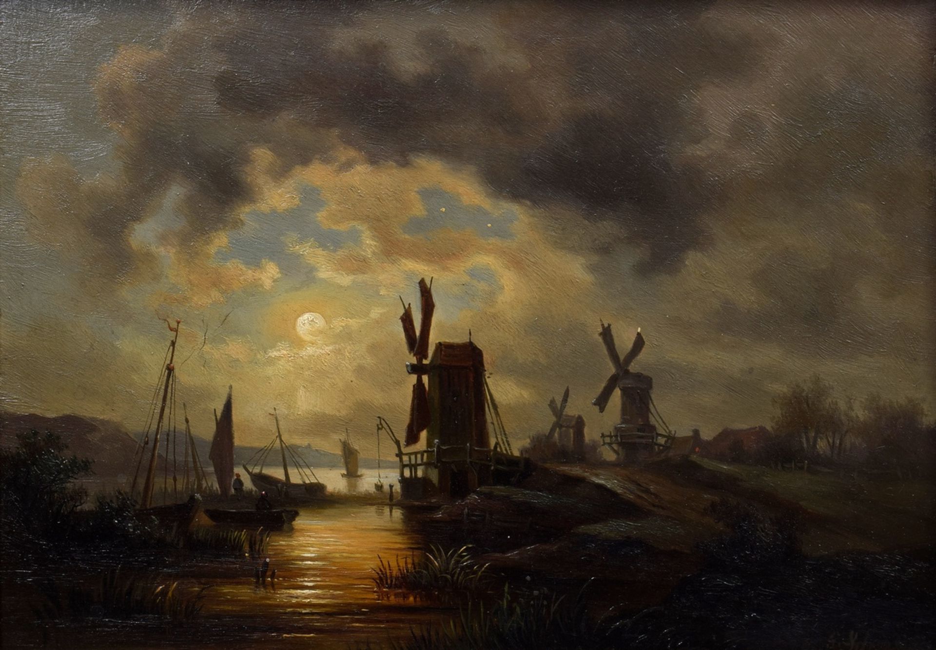 Schuler, G. "Dutch landscape with mills" 19th c., oil/canvas, b.r. sign., 19,7x27,5cm (30x38cm)