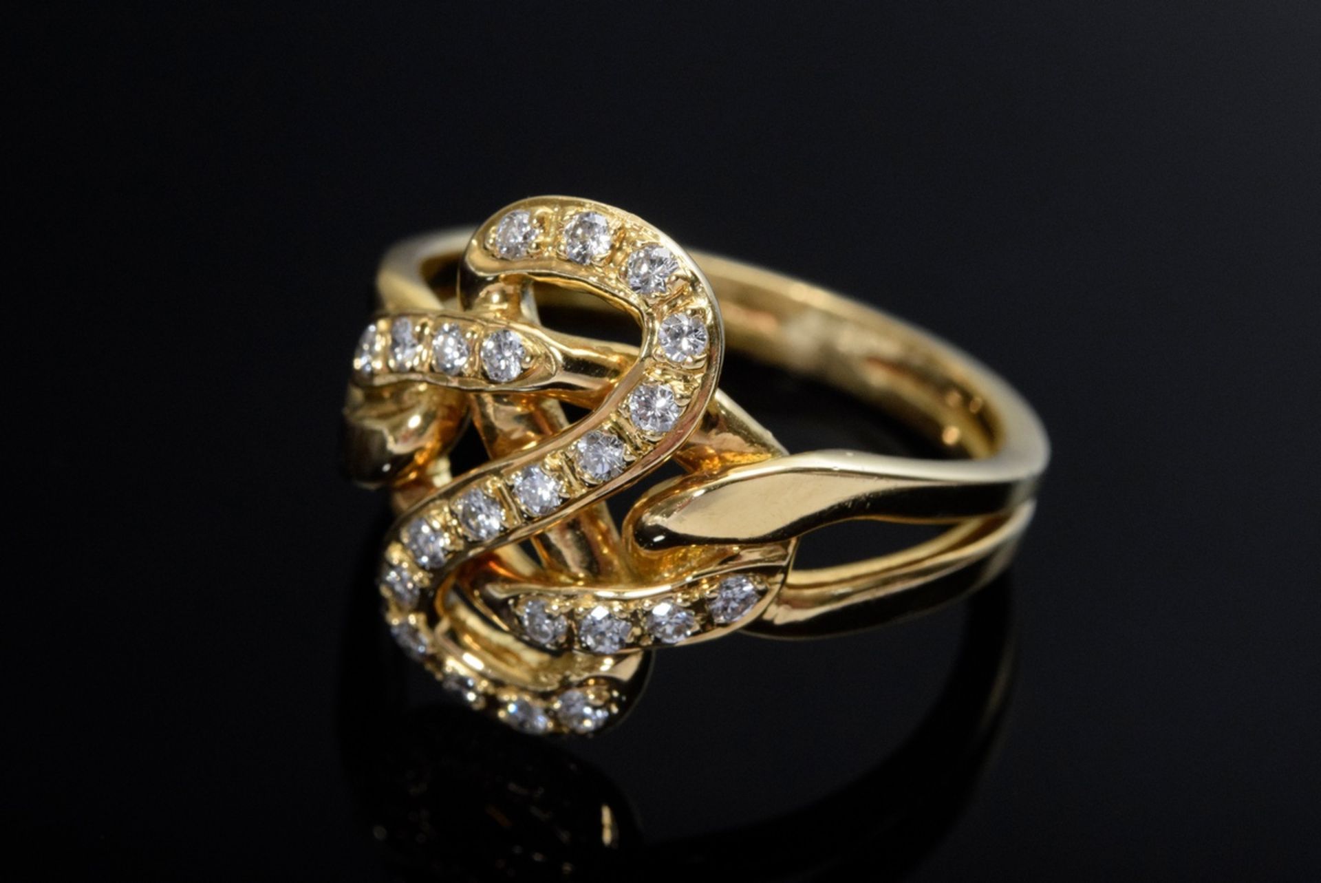 Infinity yellow gold 750 diamond ring (add. approx. 0.30ct/VSI/W), handmade, 5.3g, size 53 - Image 2 of 3