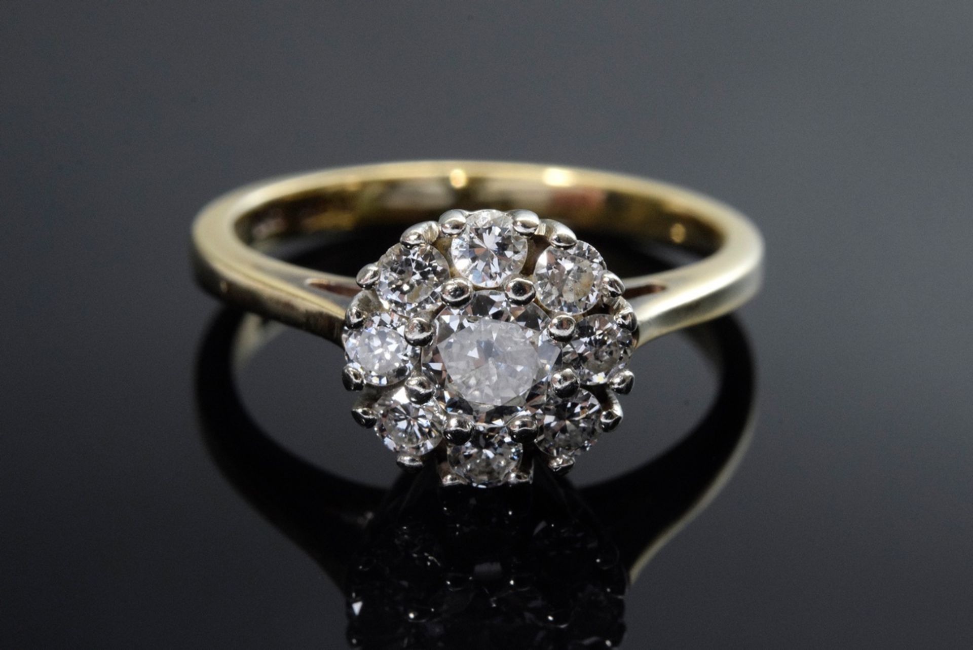 Yellow and white gold diamond ring (together approx. 0.65ct/P1-2/TCR-LY) in crown shape, 3,2g, size - Image 3 of 3