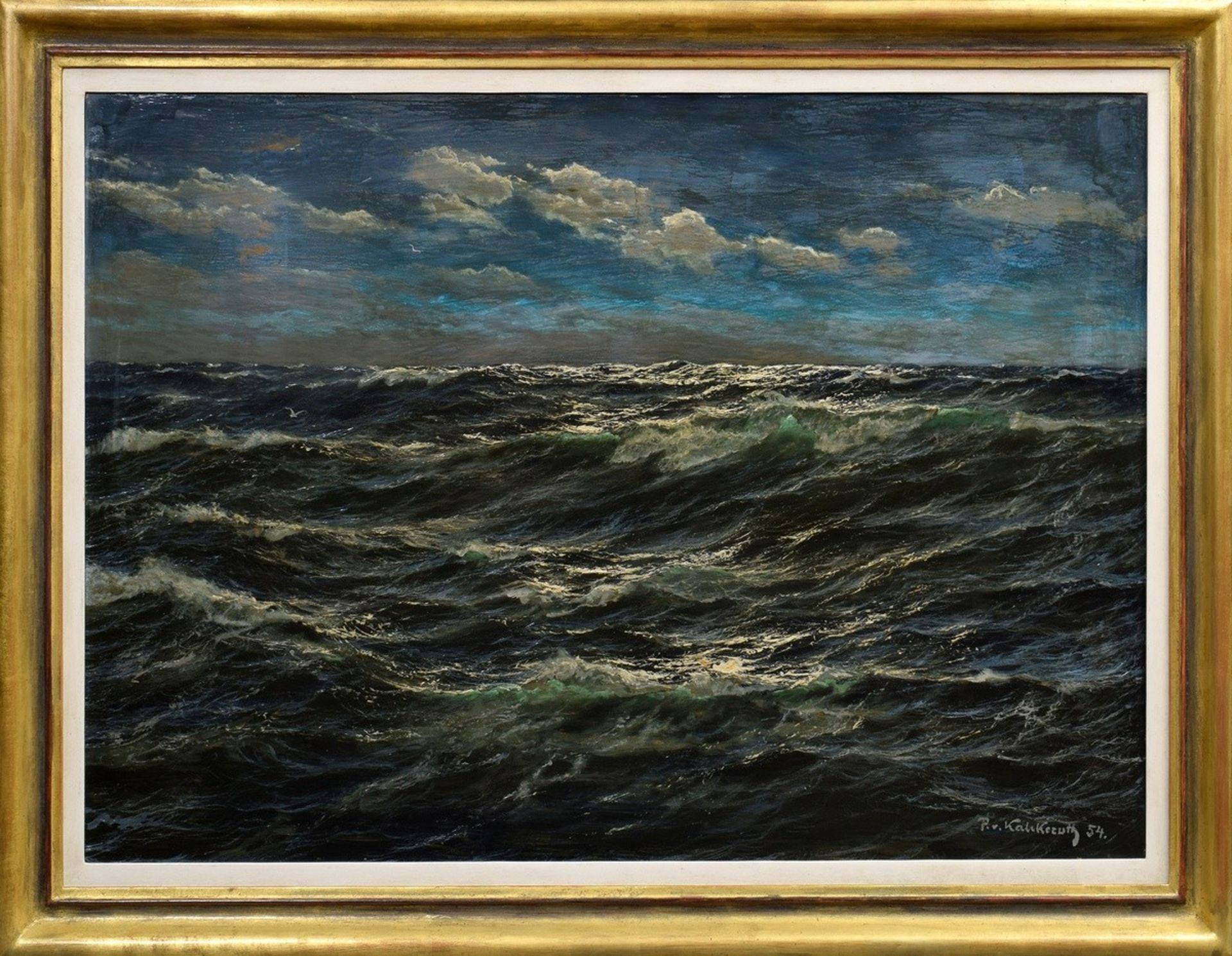 Kalckreuth, Patrick v. (1892-1970) "Troubled Sea with Seagulls" 1954, oil/plate, b.r. sign./dat., 6 - Image 2 of 6
