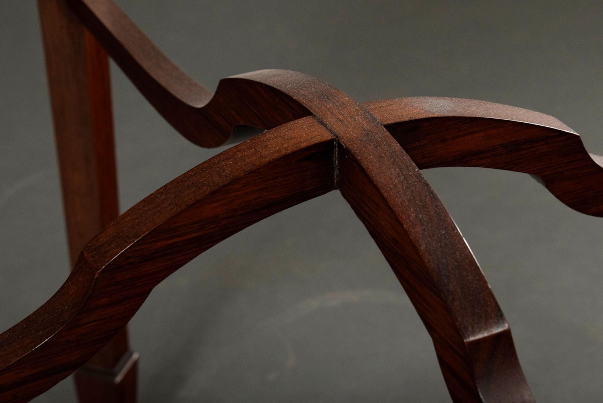 Victorian bridge table with four folding tops and felt cover, mahogany with fine ribbon inlays, Eng - Image 3 of 7