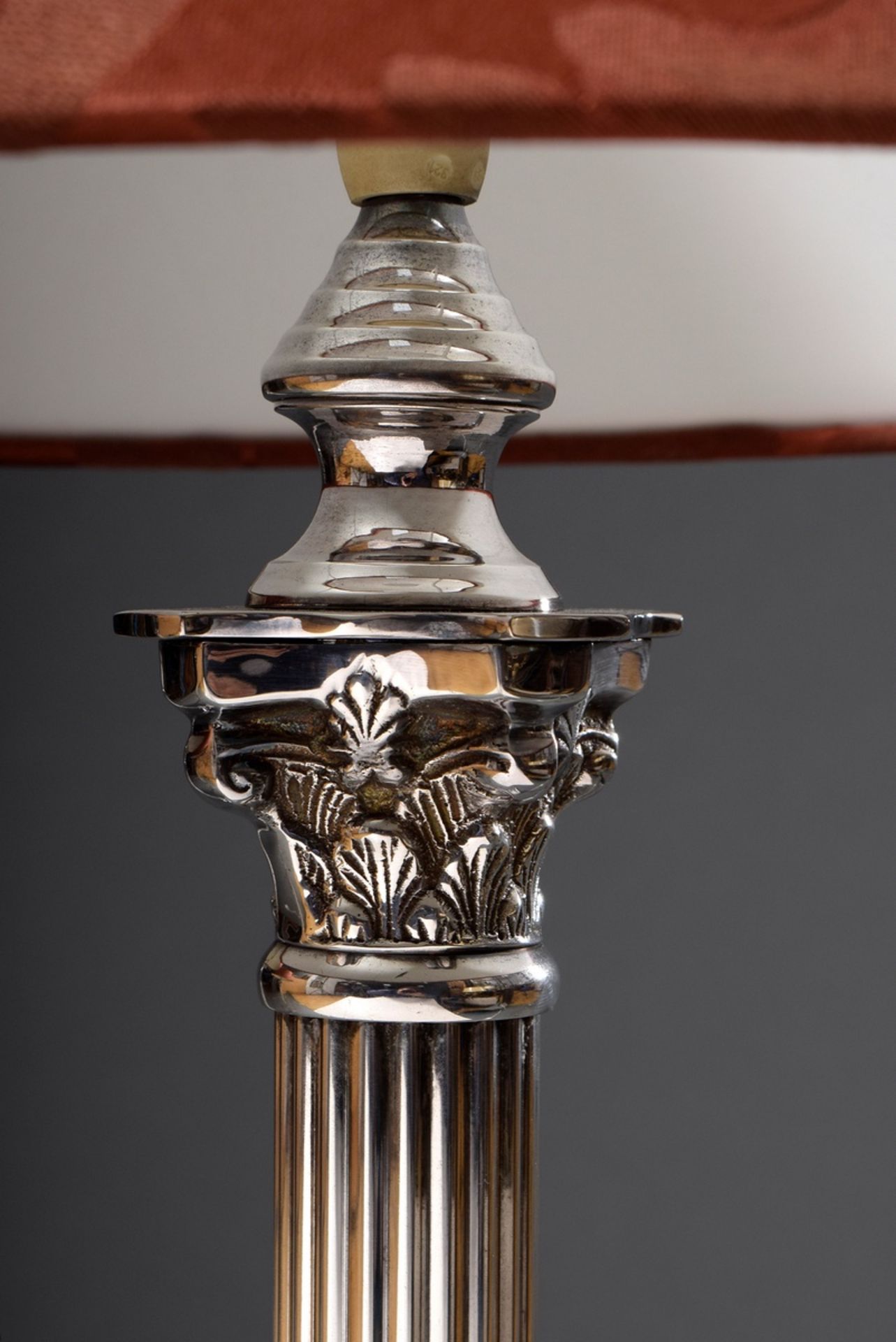 3 Modern silver plated column candlesticks with fluted shaft mounted on angular base as lamps, h. 5 - Image 3 of 6