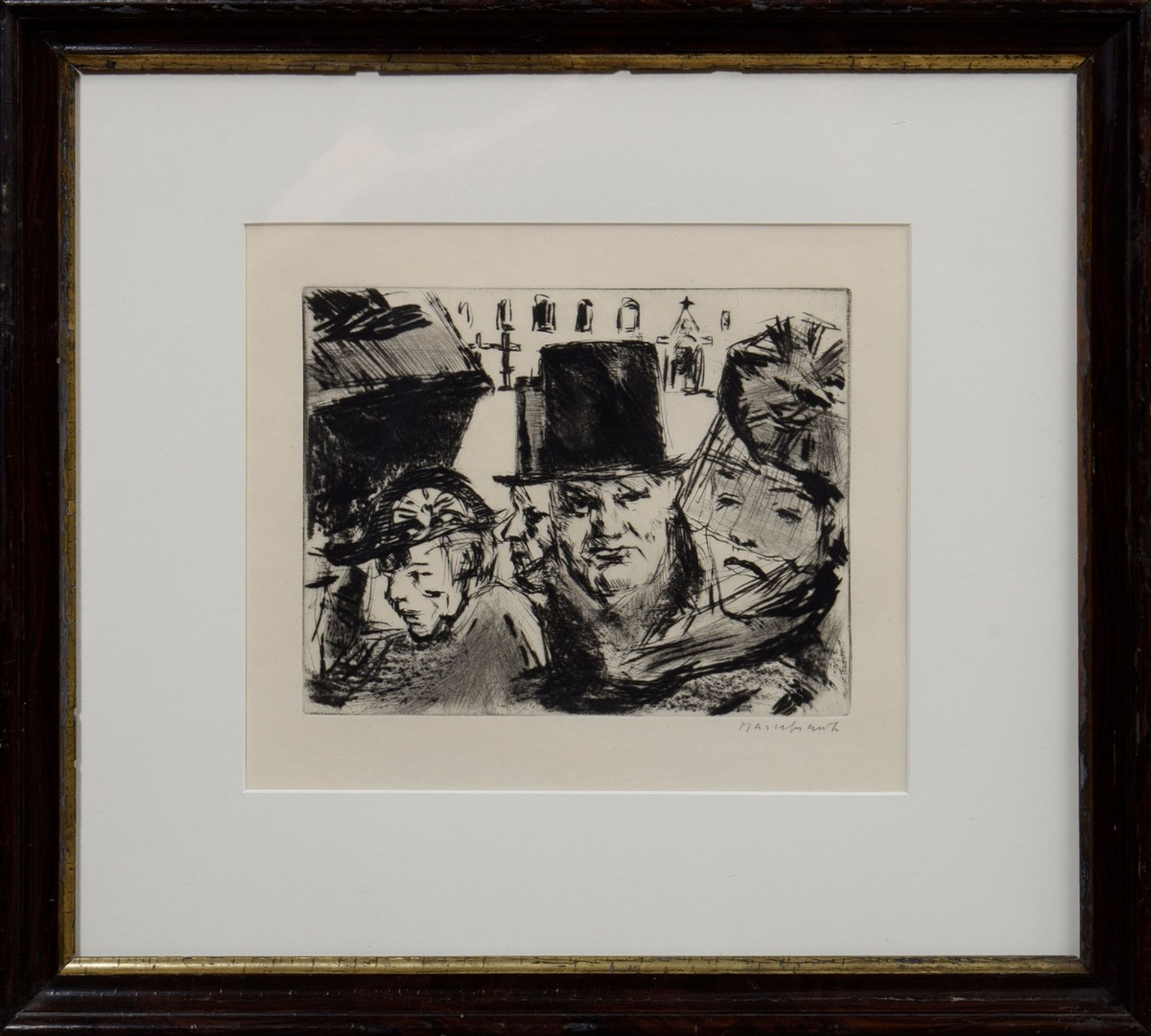Hassebrauck, Ernst (1905-1974) "Funeral" 1947, etching, signed lower right, Berlin frame (small def - Image 2 of 3
