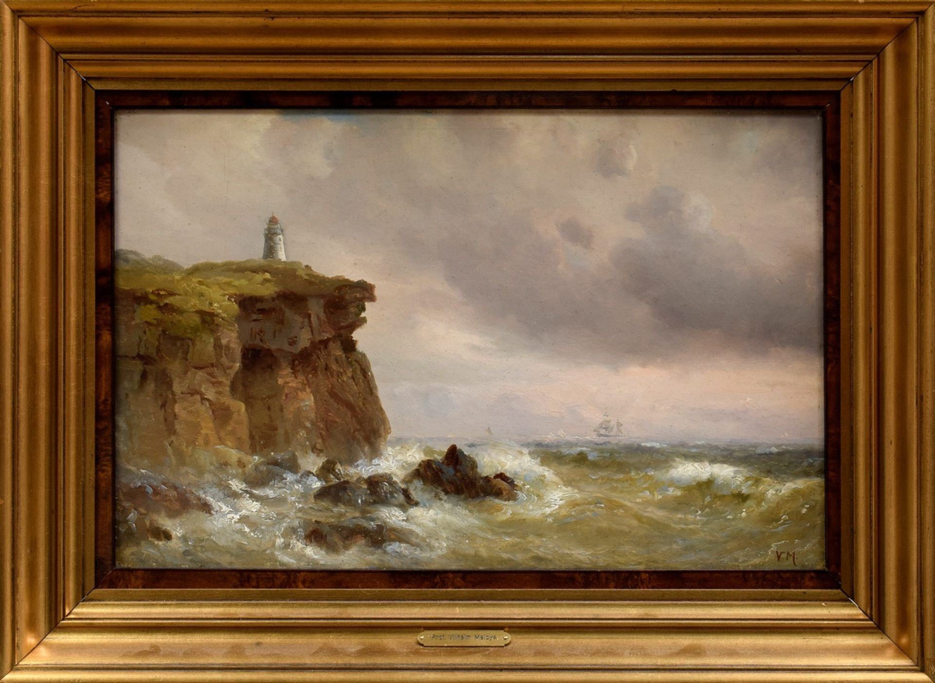 Melbye, Vilhelm (1824-1882) "Segelschiff im Kanal vor der Küste Englands", Öl/Leinwand, u.r. monogr - Bild 2 aus 5