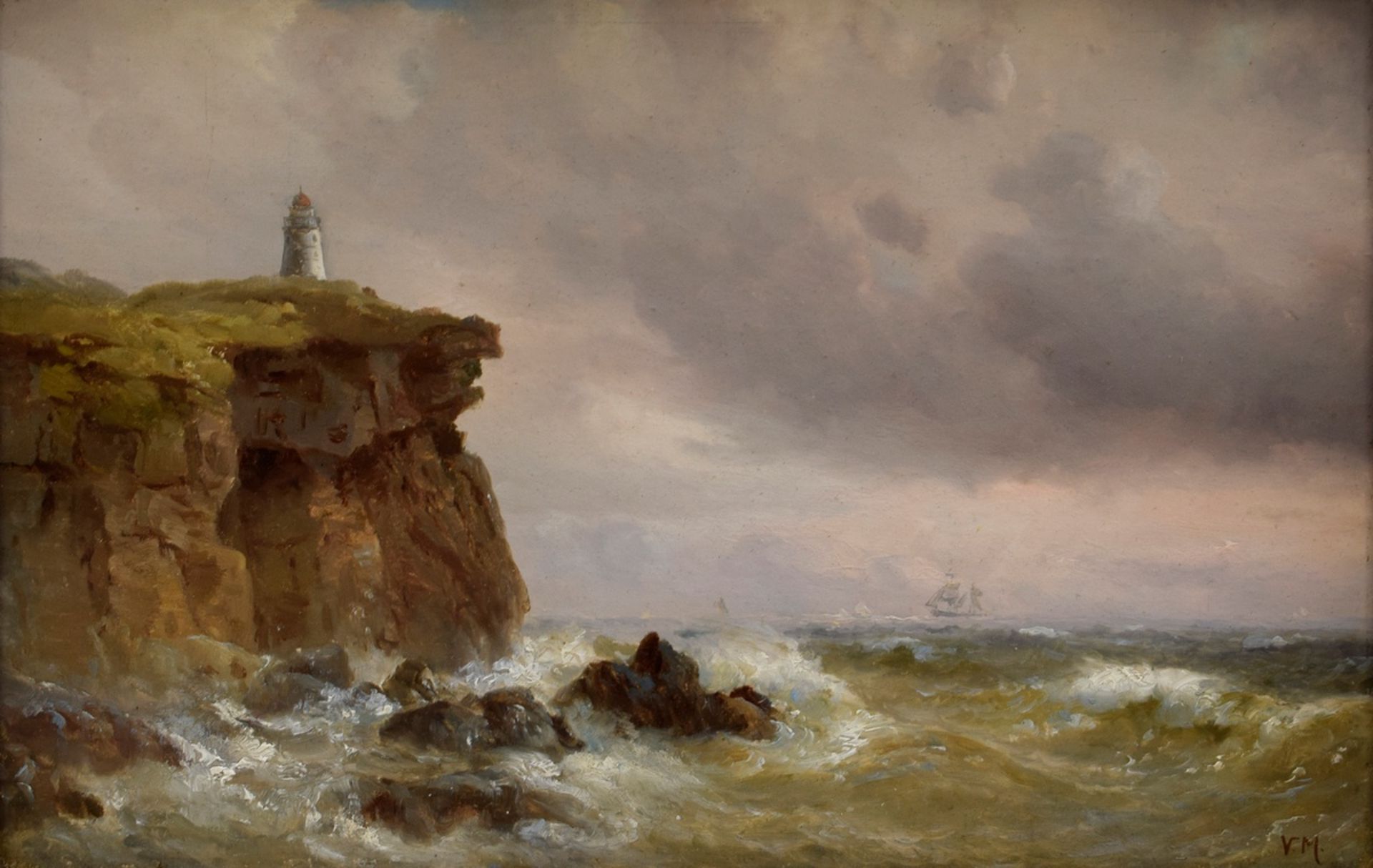 Melbye, Vilhelm (1824-1882) "Segelschiff im Kanal vor der Küste Englands", Öl/Leinwand, u.r. monogr
