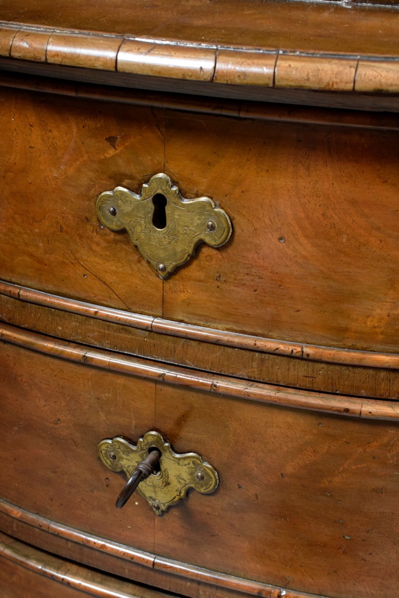 Narrow Baroque secretary à deux corps, with display case top and sprung pediment over sloping writi - Image 9 of 13