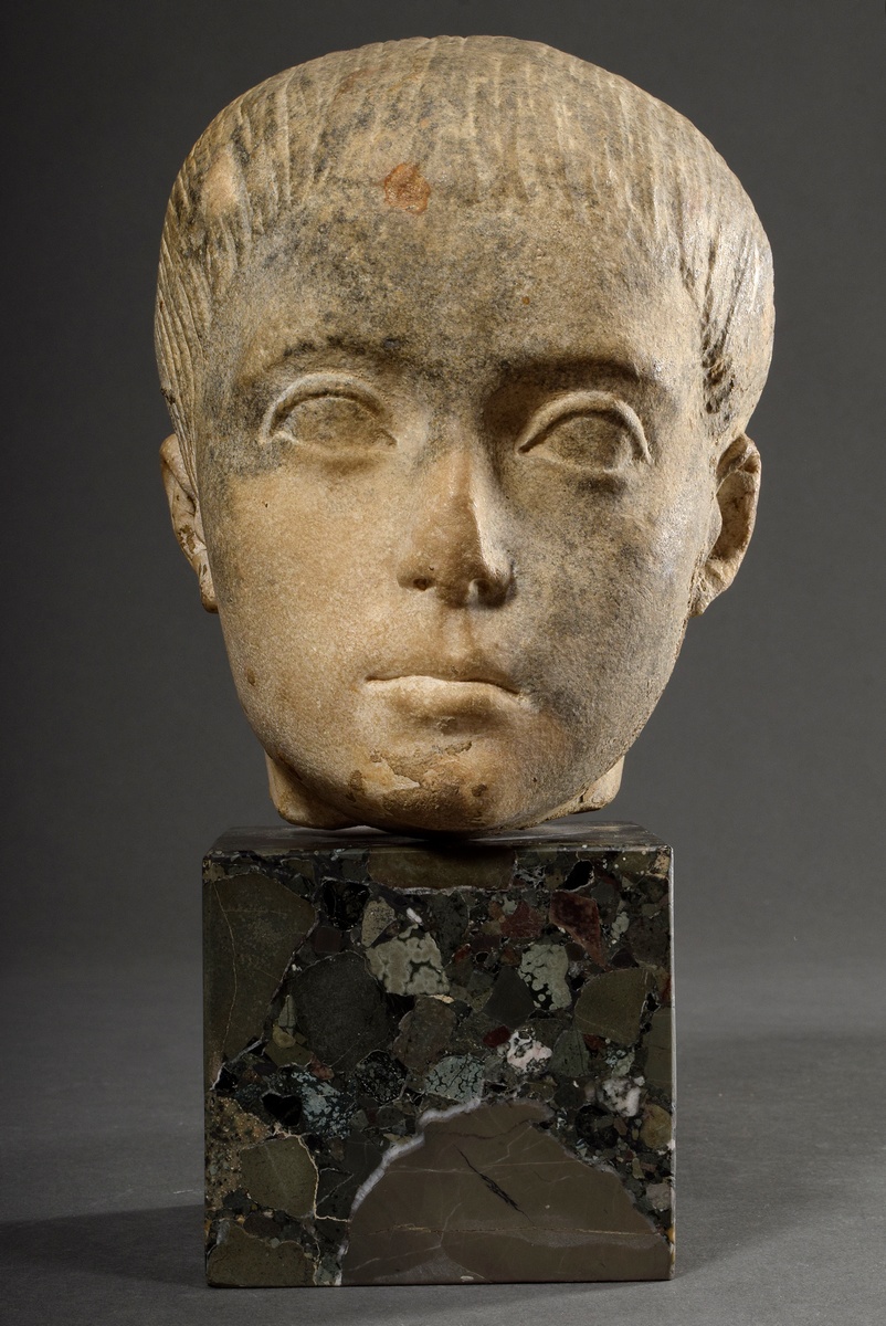 Roman "boy's head", probably a prince of the Juliae family with the characteristic fringed hairstyl - Image 2 of 9